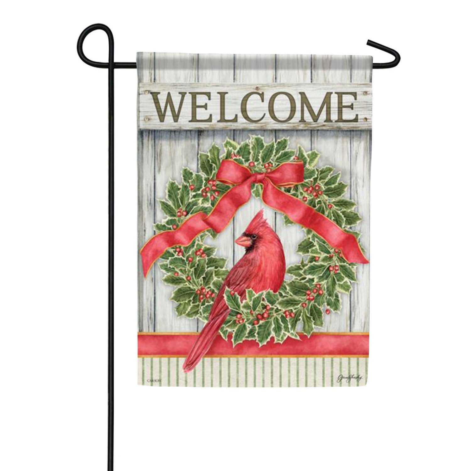 Rustic Cardinal Wreath Garden Flag