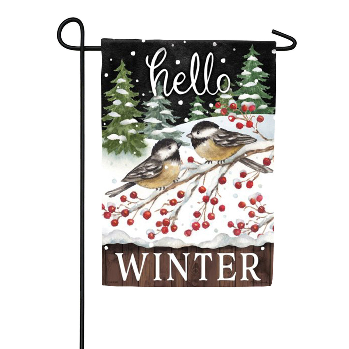 Chickadee Winter Garden Flag