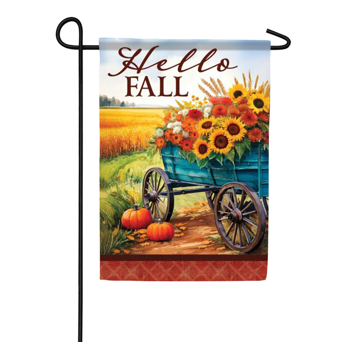 Carson Hello Fall Wagon Garden Flag