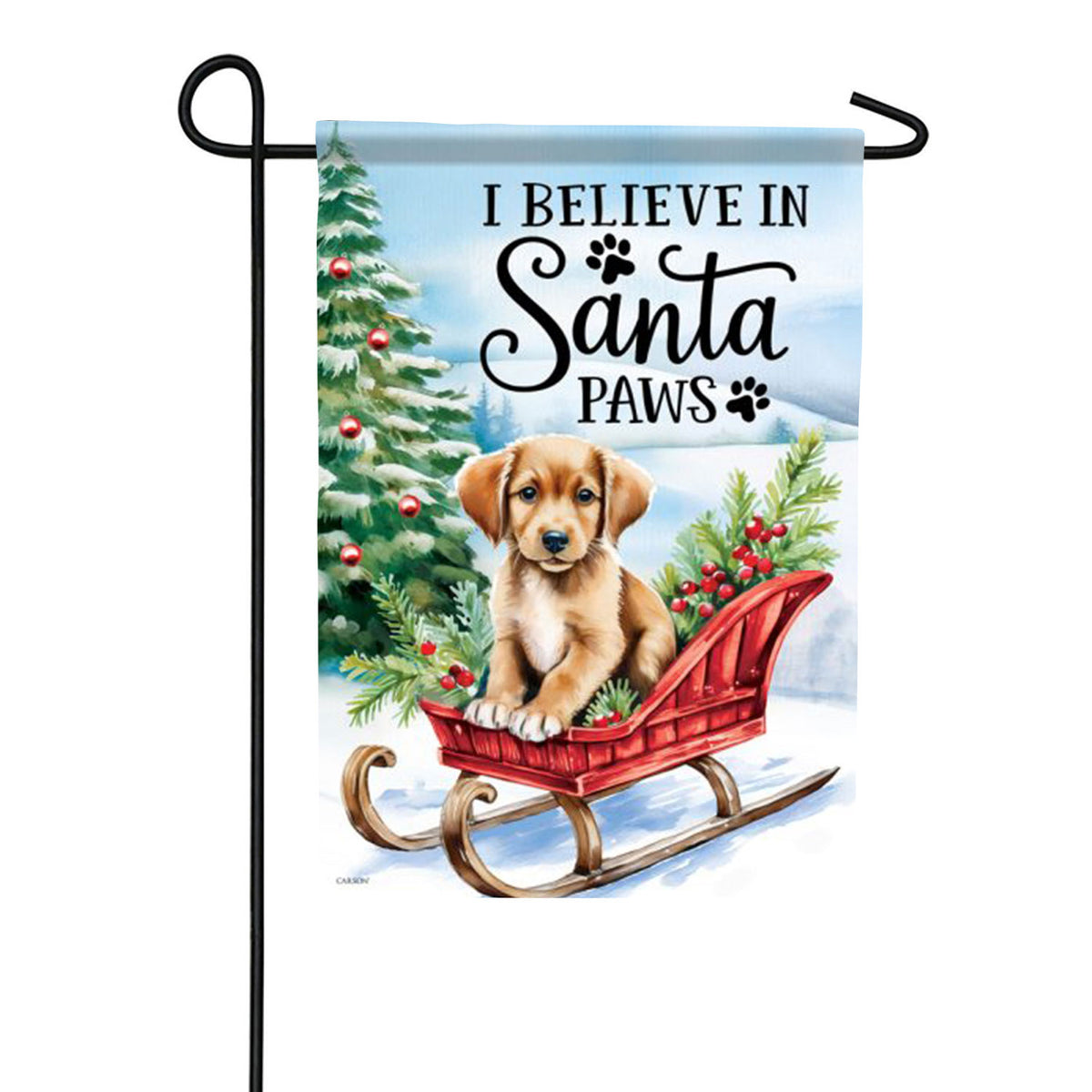 Carson Santa Paws Pup Garden Flag