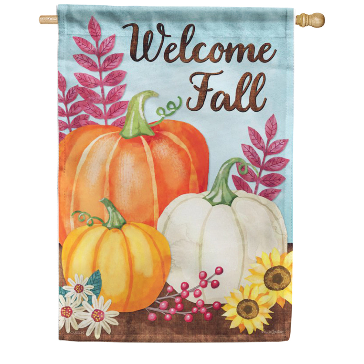 Pumpkin Trio Welcome House Flag