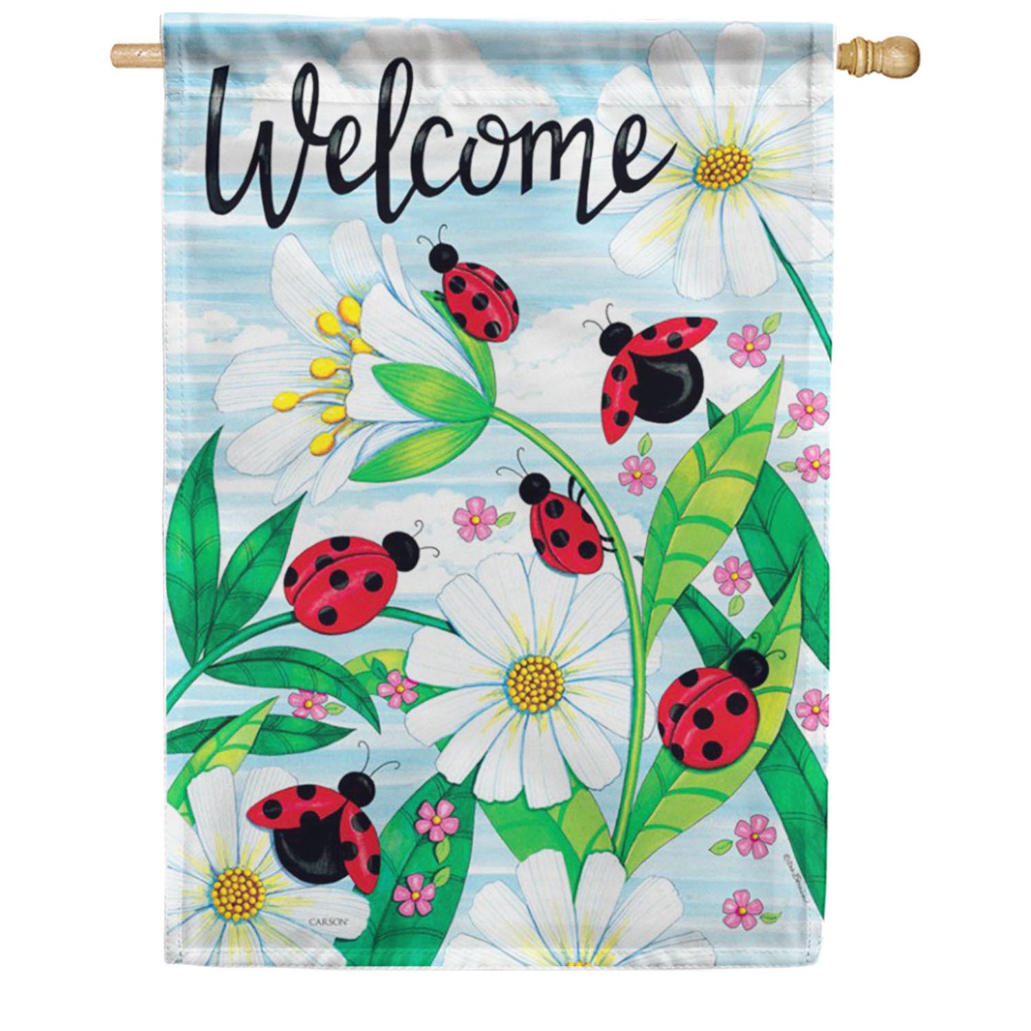 Carson House Flag - Ladybug Welcome House Flag