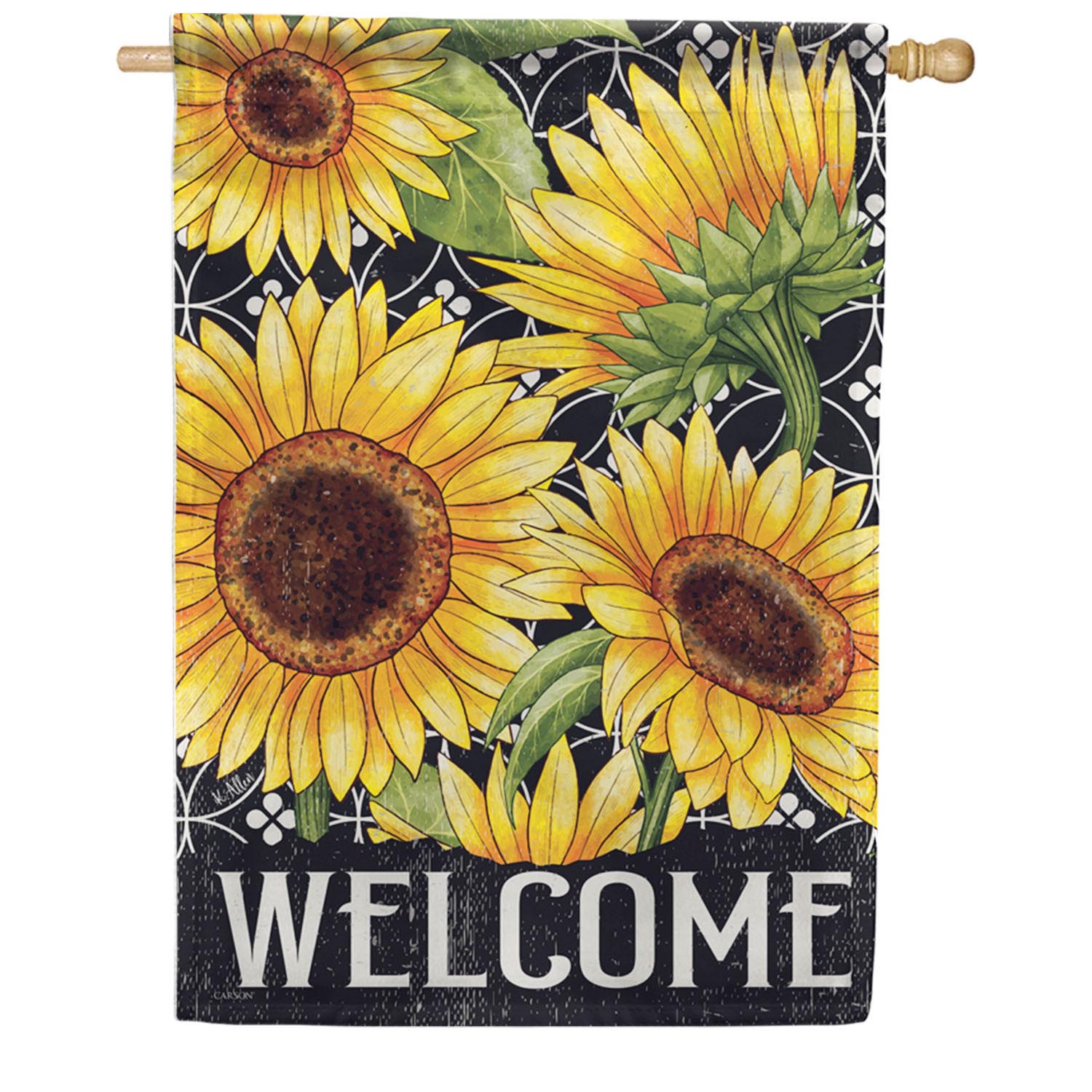 Carson House Flag - Welcome Sunflowers House Flag