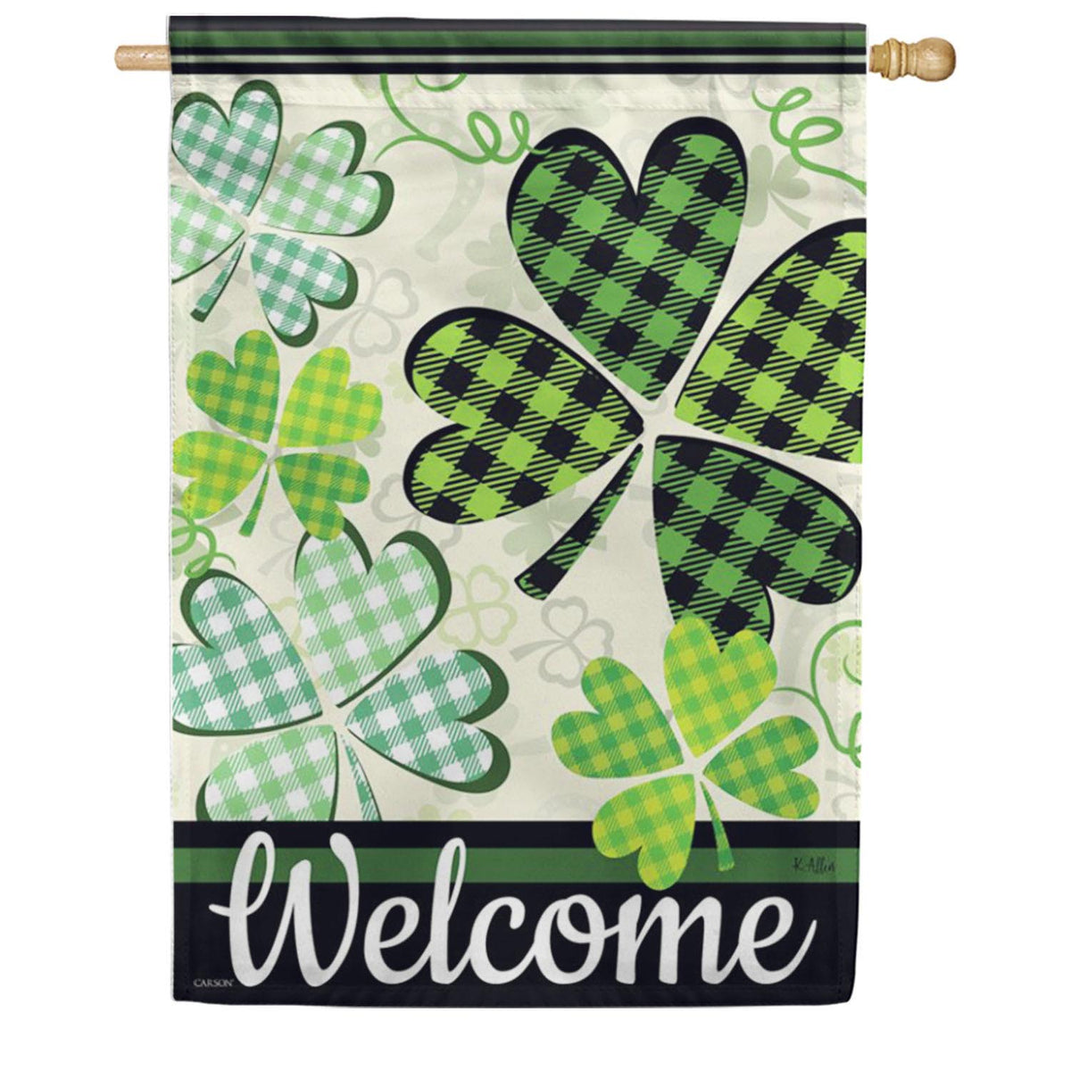 Carson House Flag - Shamrock Welcome House Flag