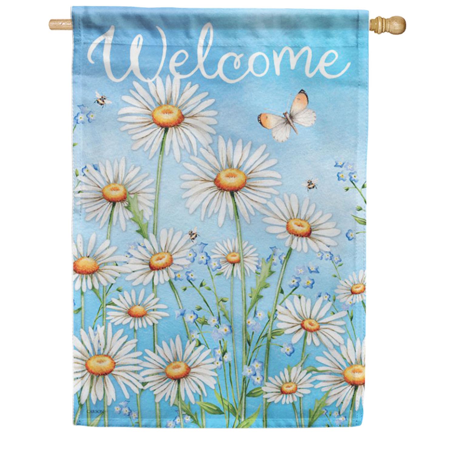 Carson House Flag - Daisies Welcome House Flag
