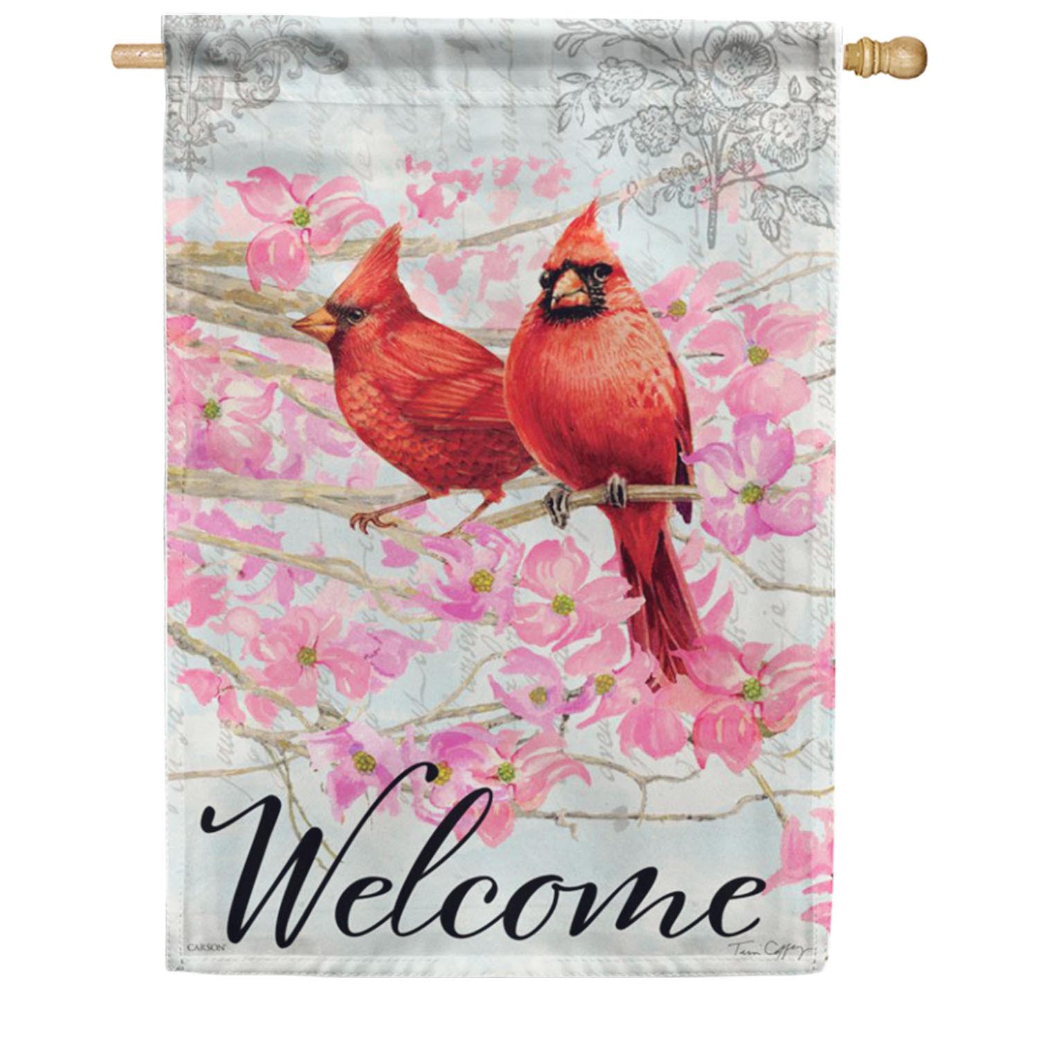 Cardinals In Pink Double Sided House Flag