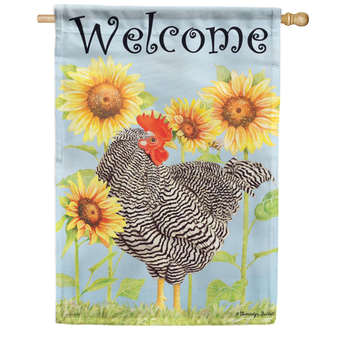 Chicken & Sunflowers Double Sided House Flag