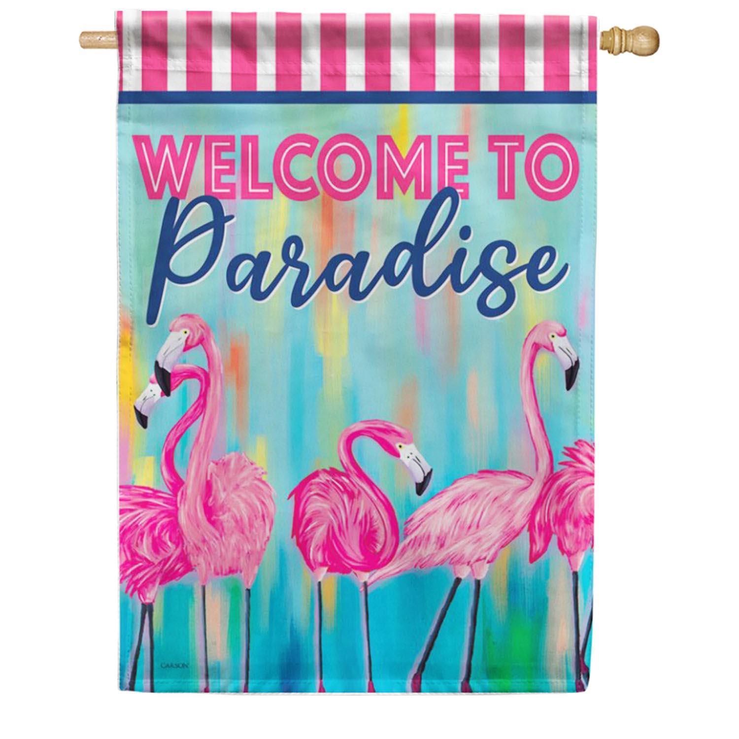 Flamingo Paradise Double Sided House Flag