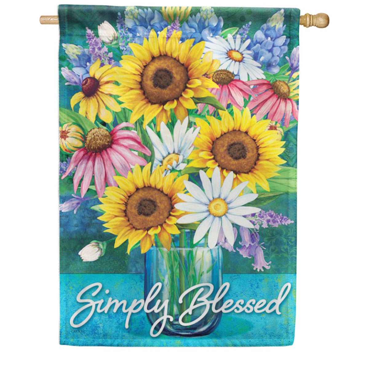 Simply Blessed Bouquet Double Sided House Flag