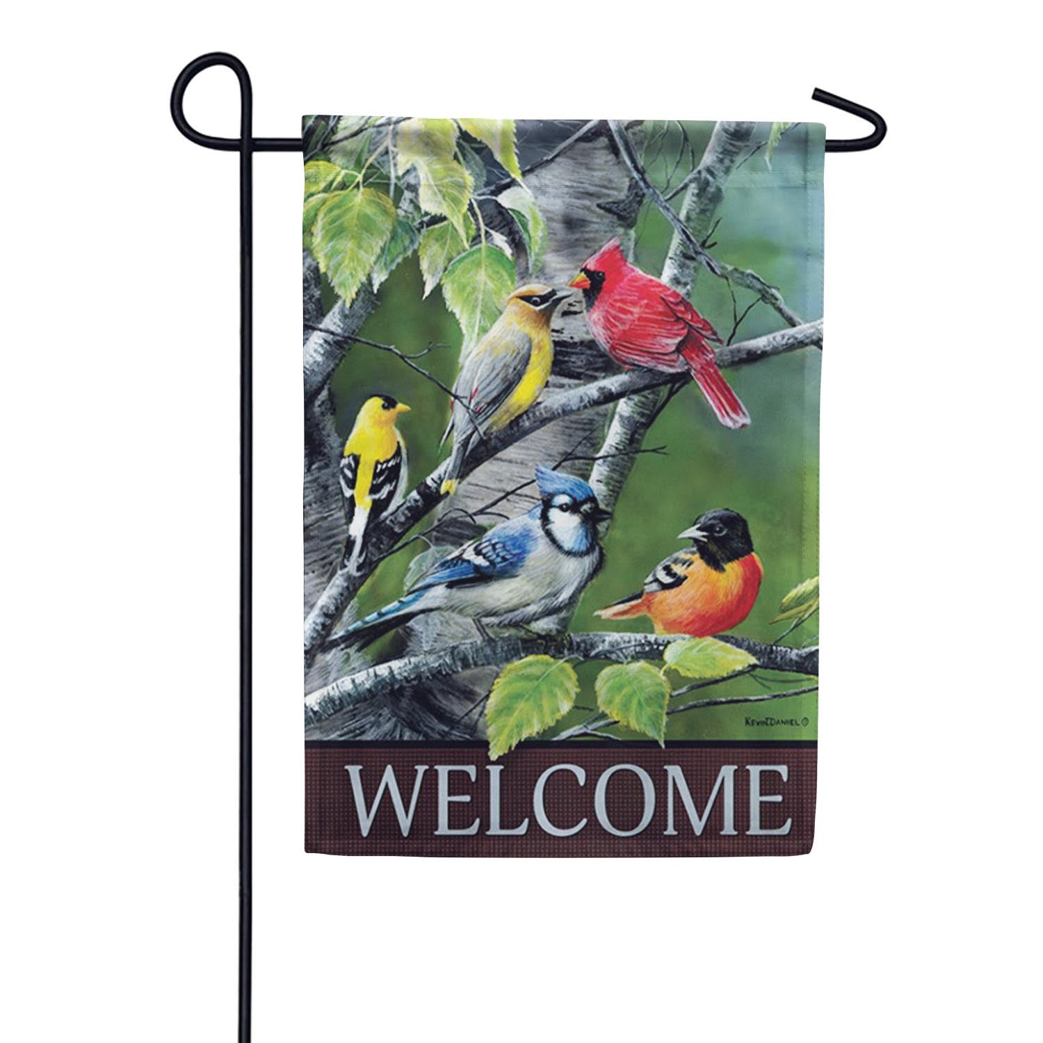 Songbirds on Birch Branches House Flag