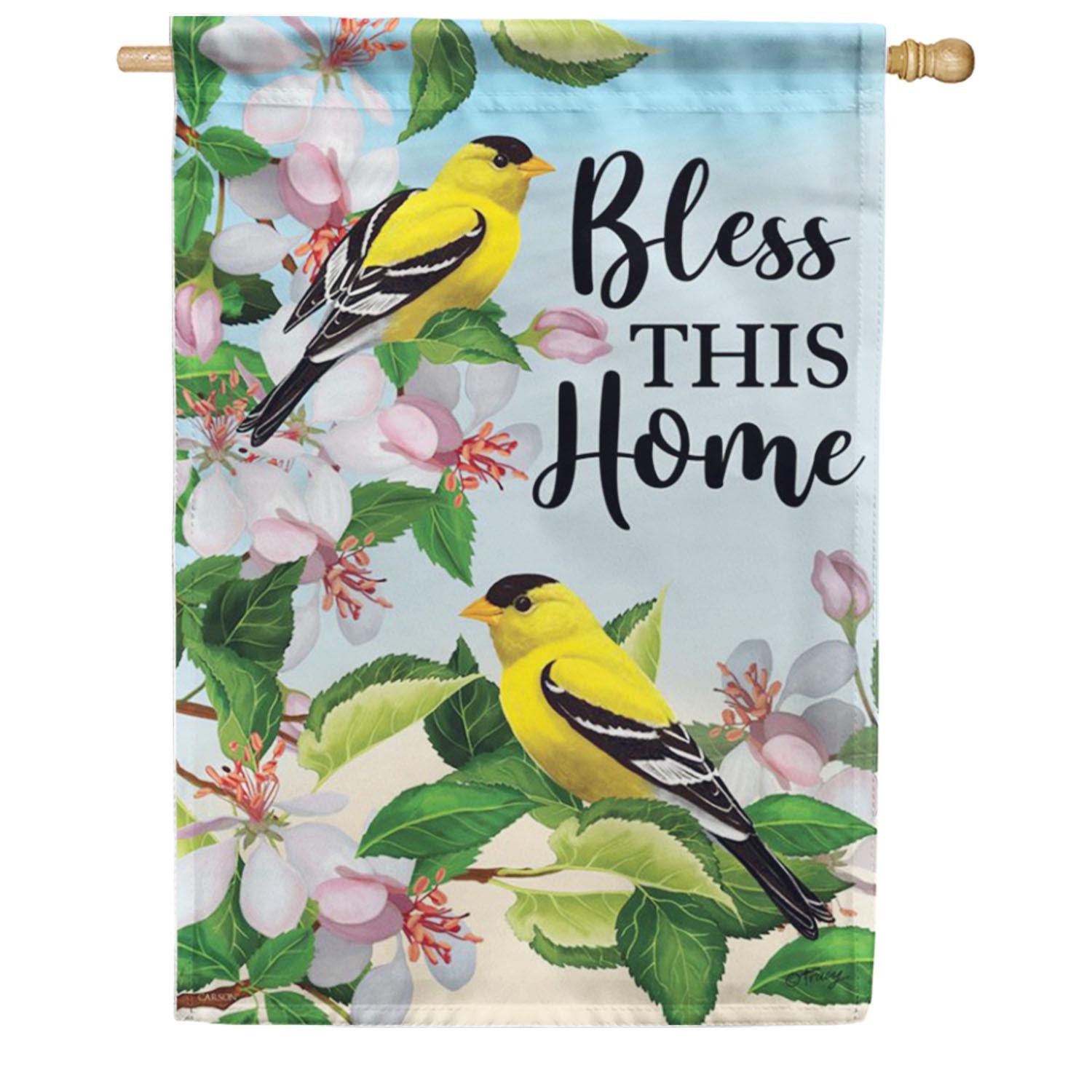 Bless This Home Goldfinches House Flag