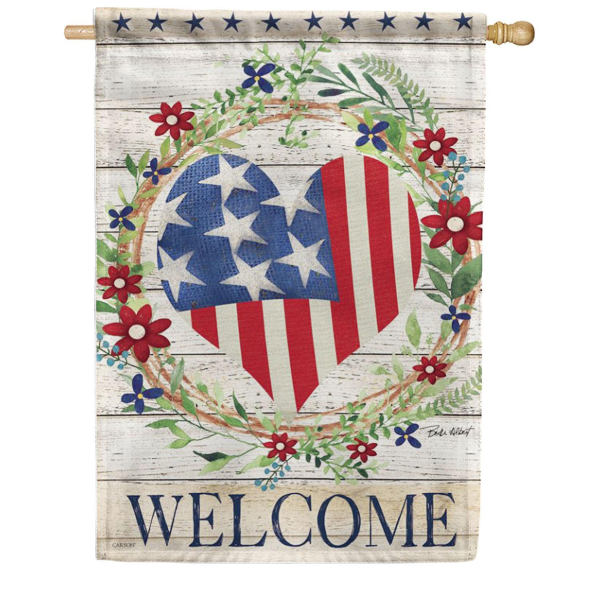 Patriotic Heart House Flag