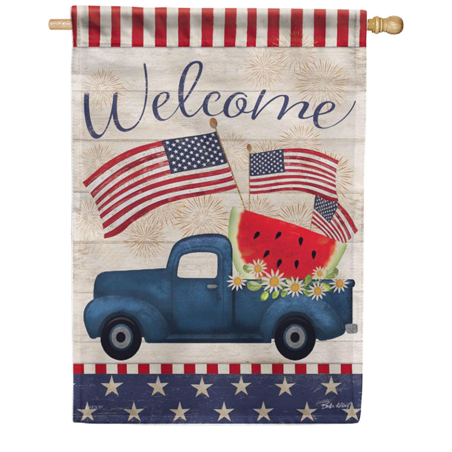Patriotic Truck House Flag