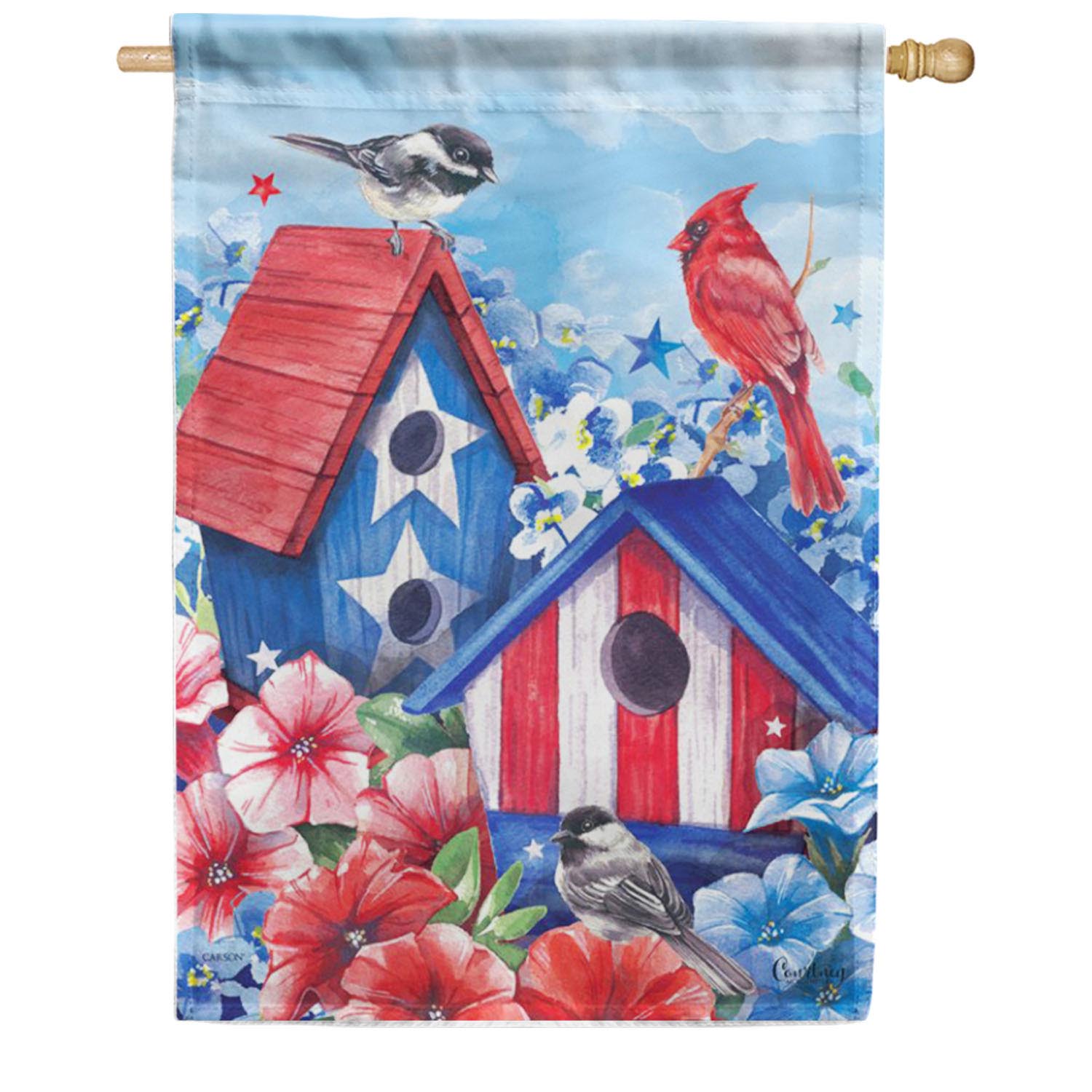 Patriotic Birdhouses House Flag