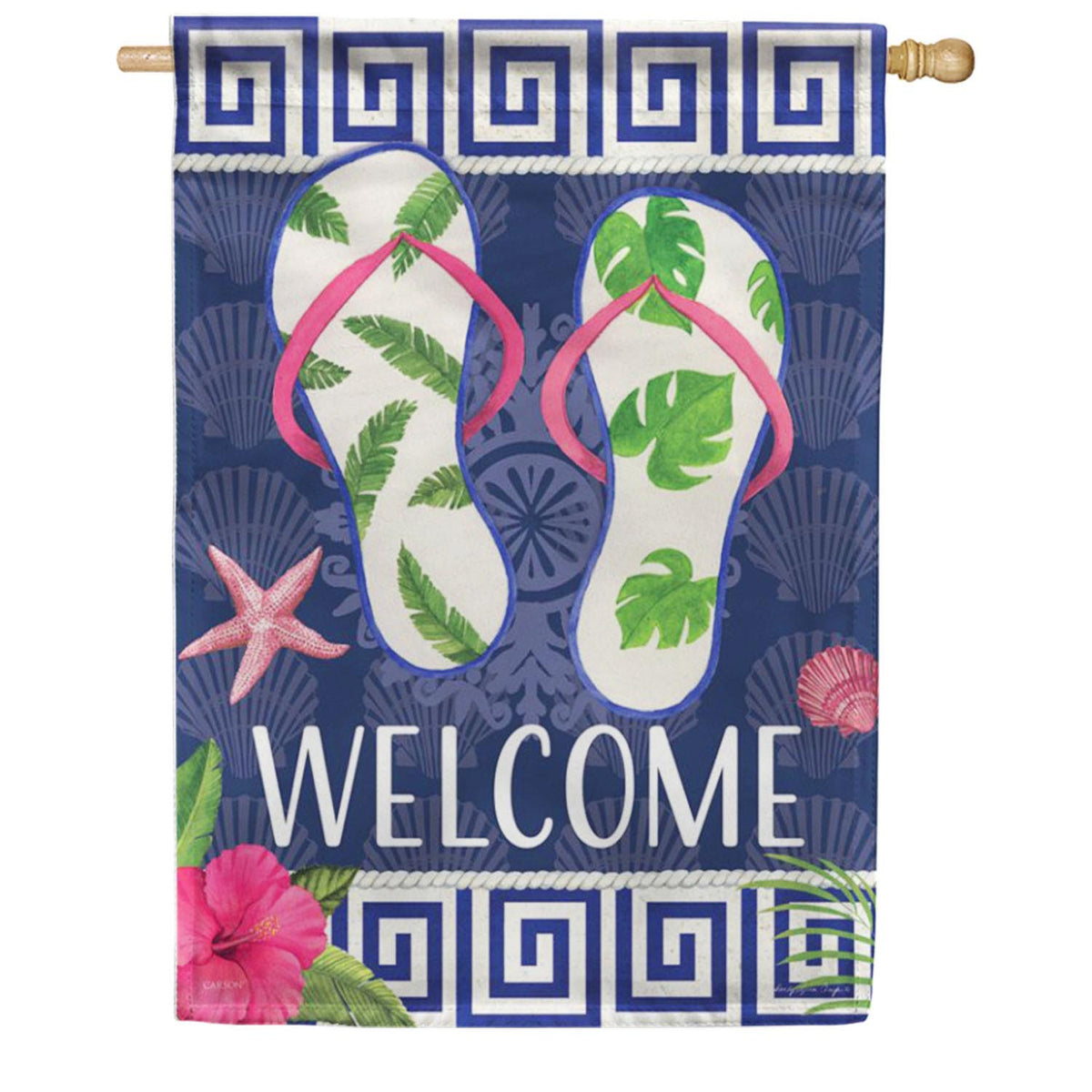 Indigo Leaf Flip Flops House Flag