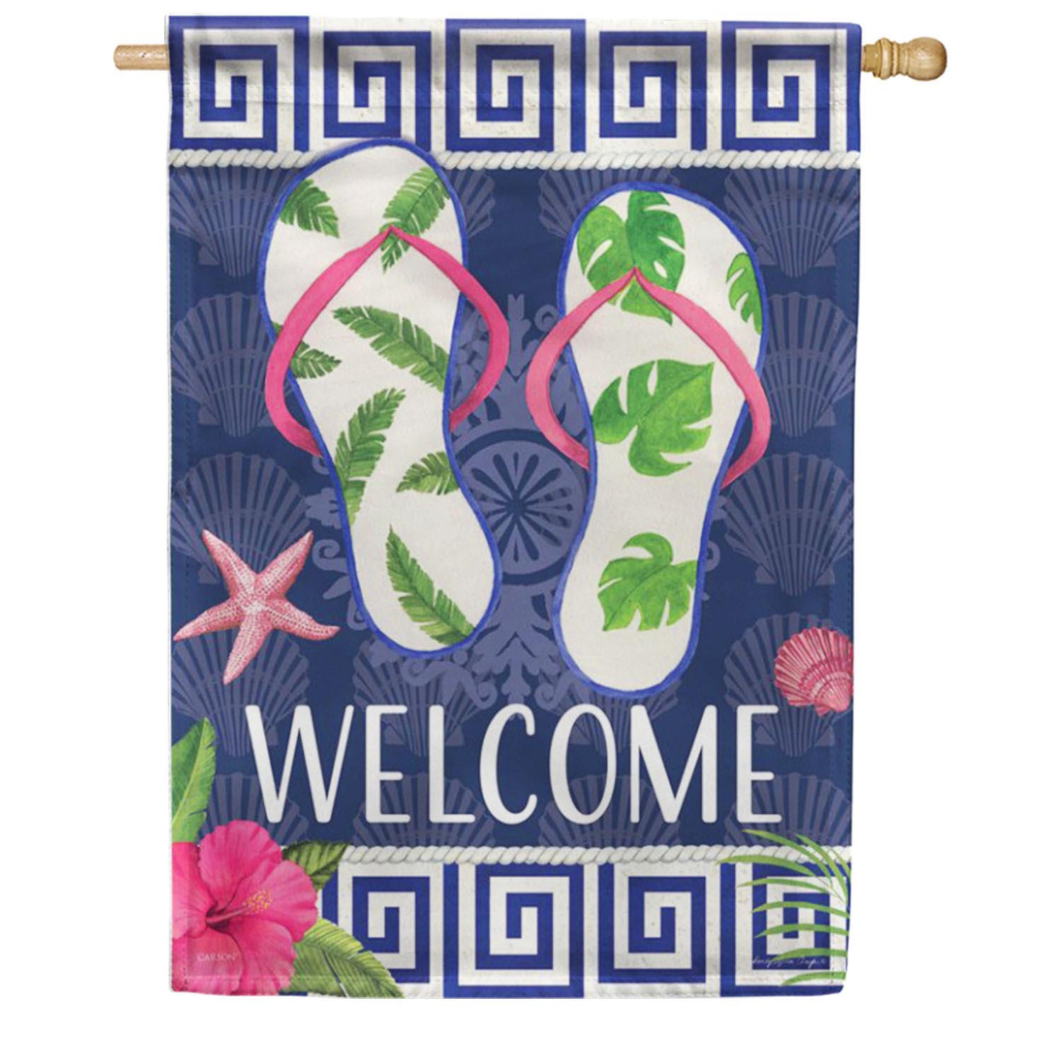 Indigo Leaf Flip Flops House Flag