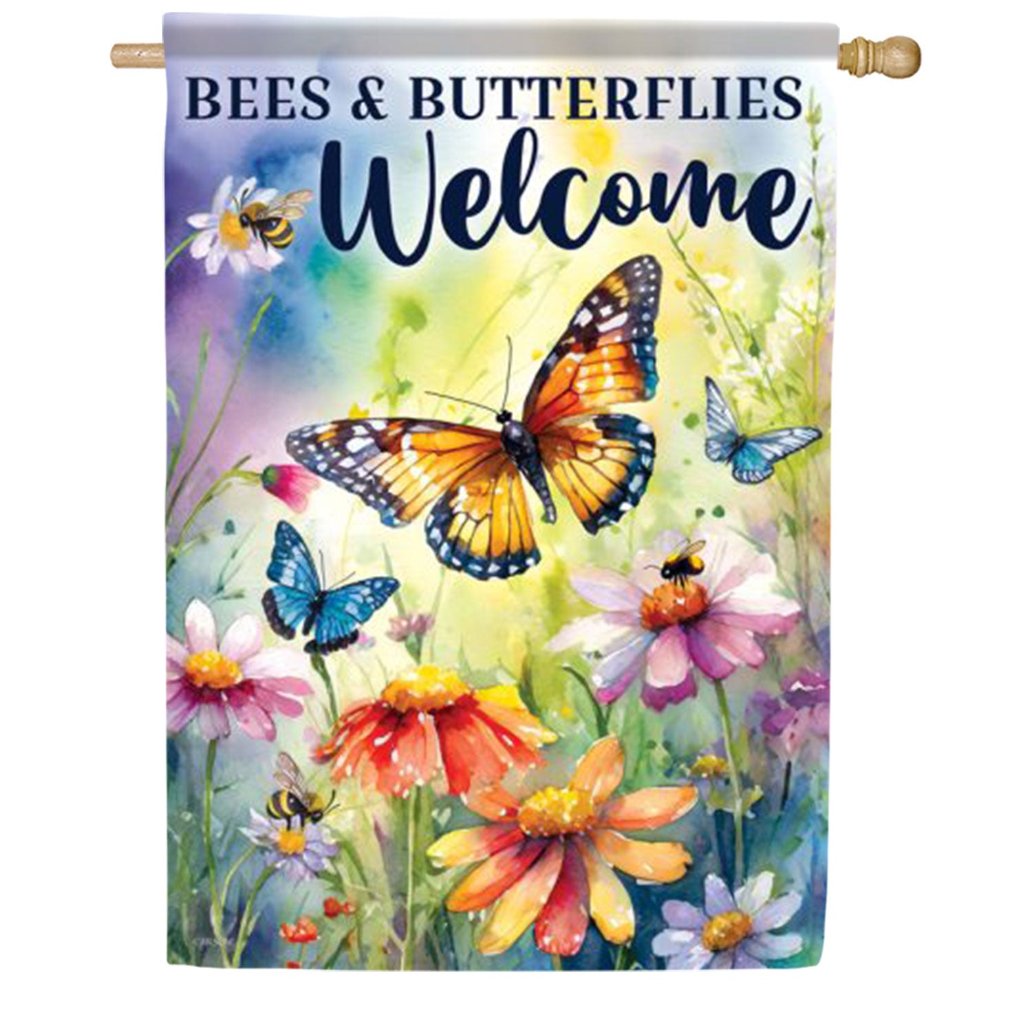 Bees & Butterflies House Flag