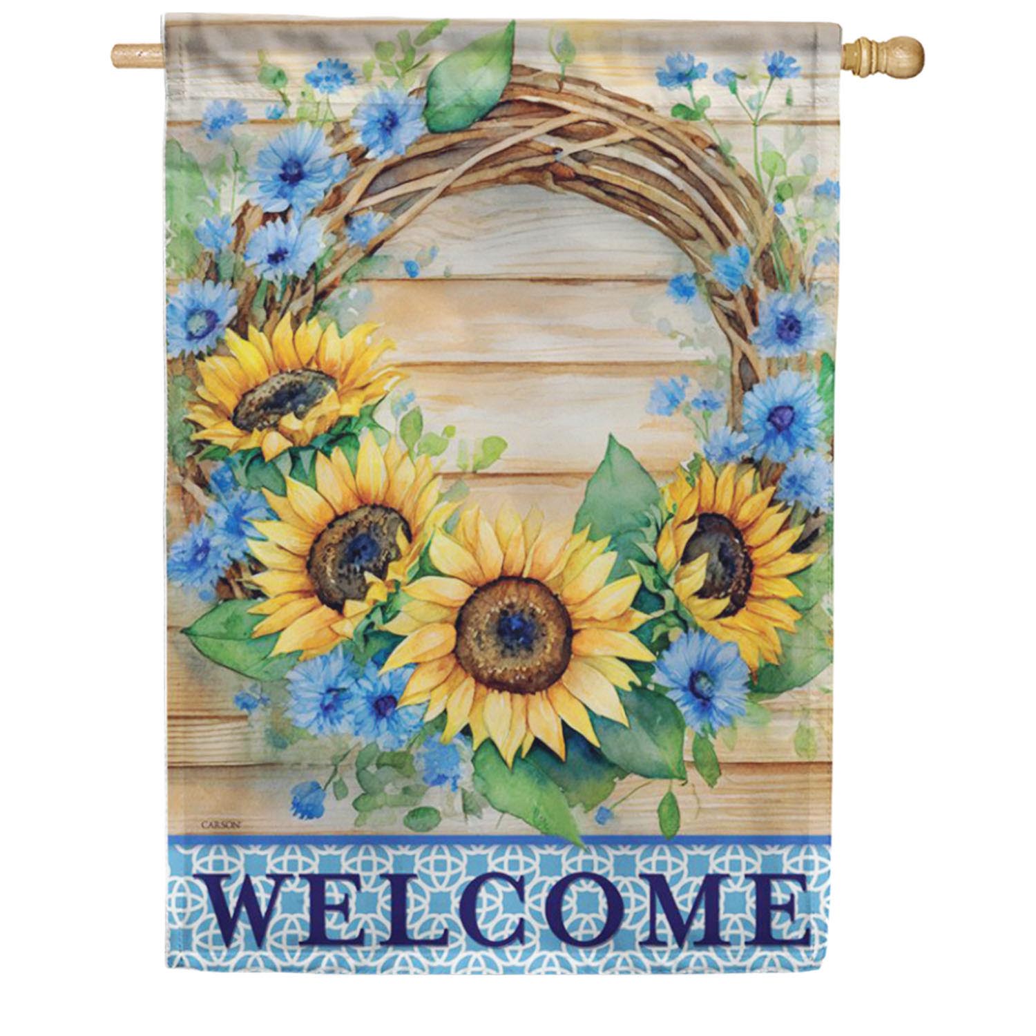 Sunflower Wreath House Flag