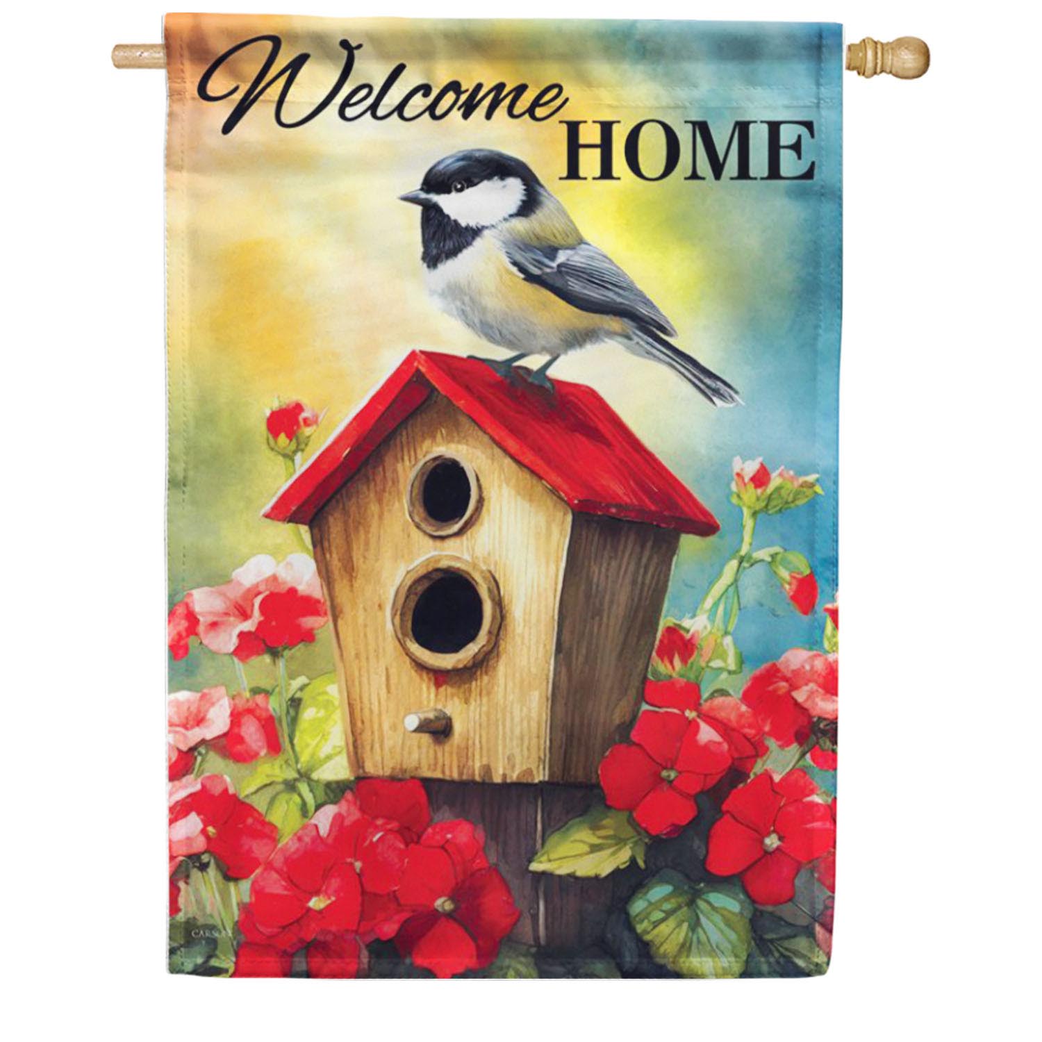 Red Roof Chickadee House Flag
