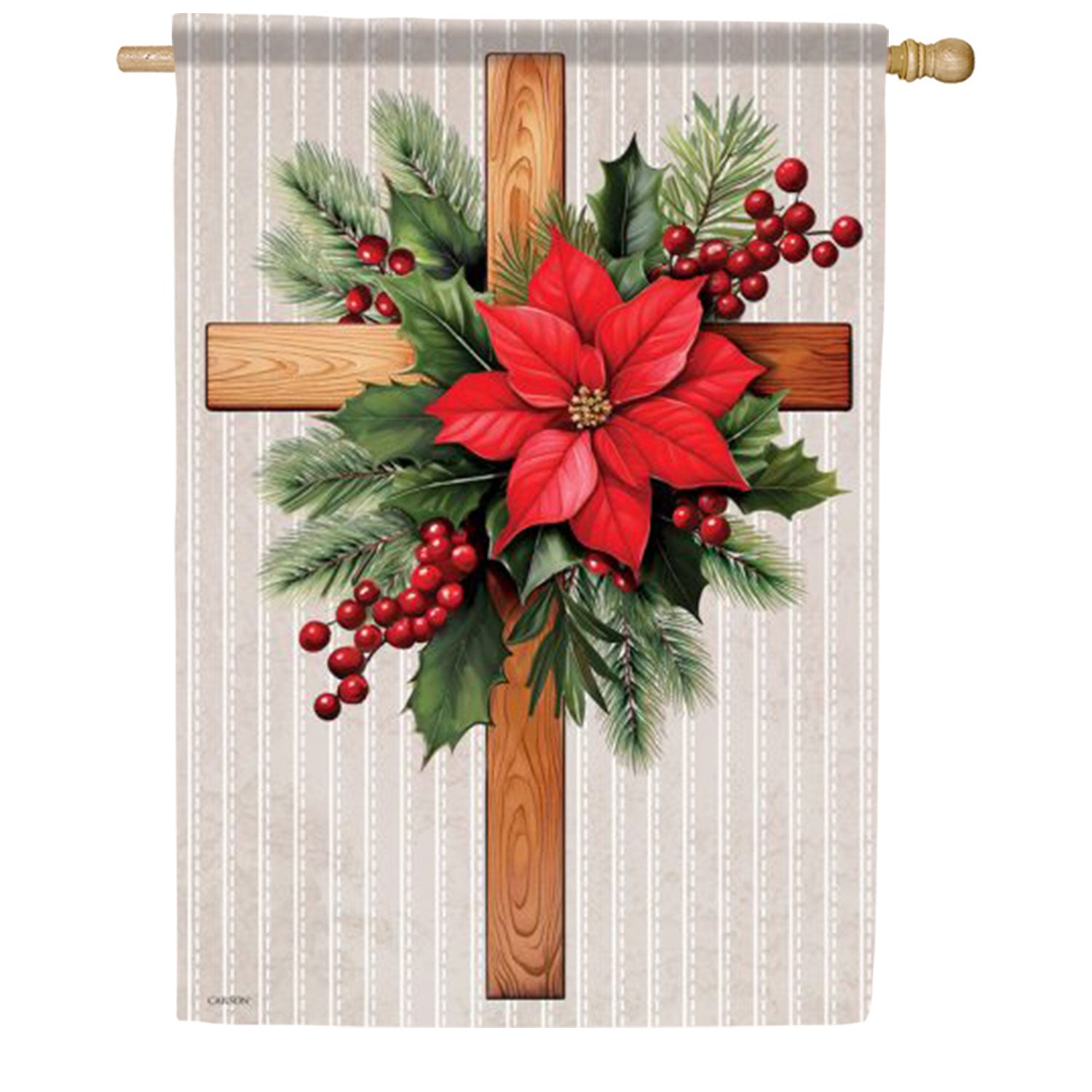 Carson Merry Christmas Cross House Flag