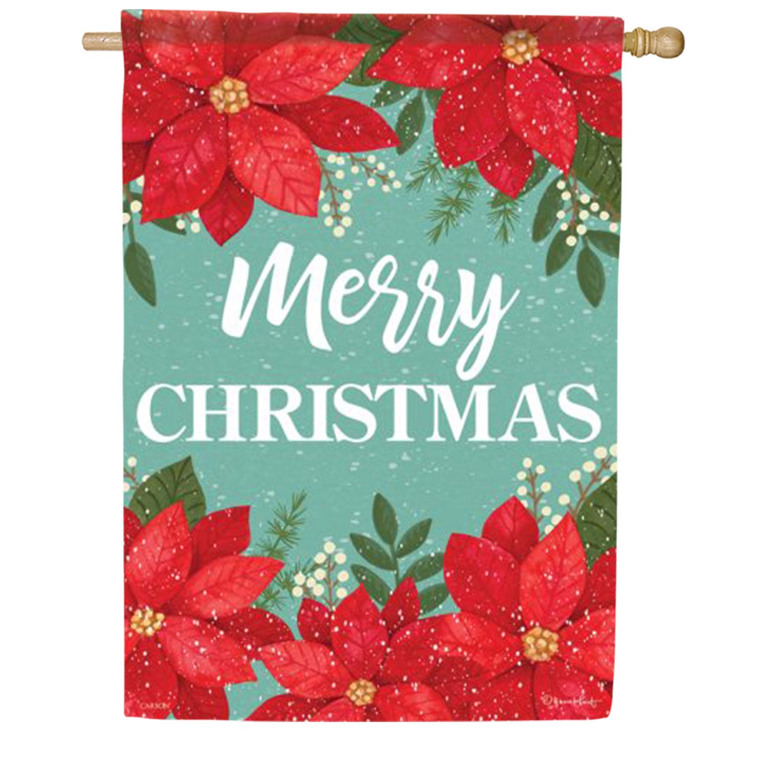 Carson Merry Poinsettias House Flag