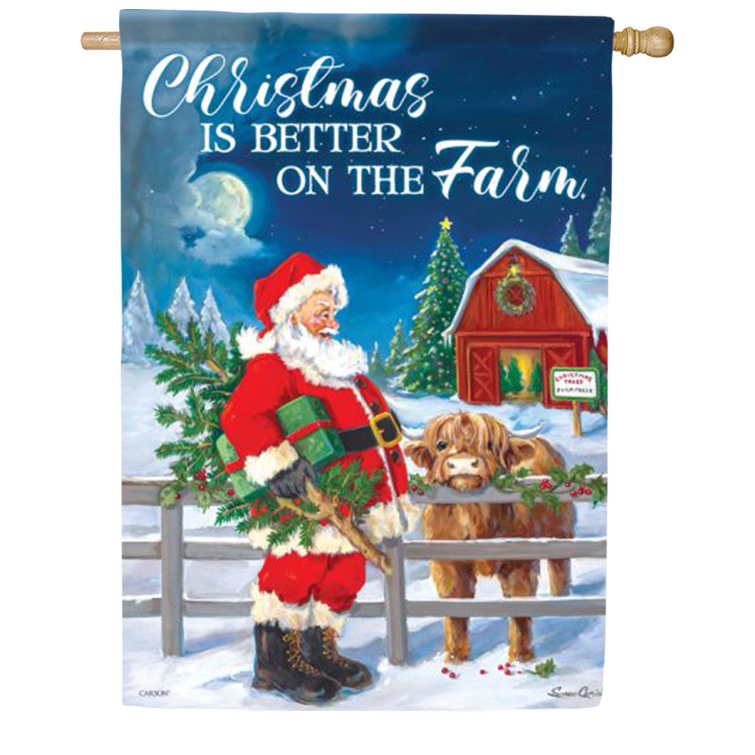 Carson Santa Cow House Flag