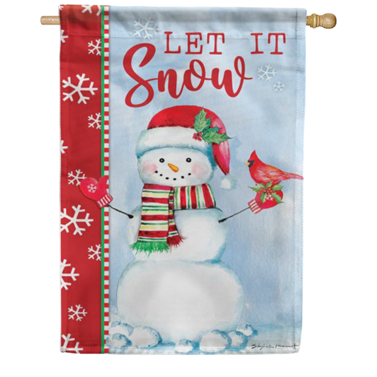 Snowman Cardinal House Flag