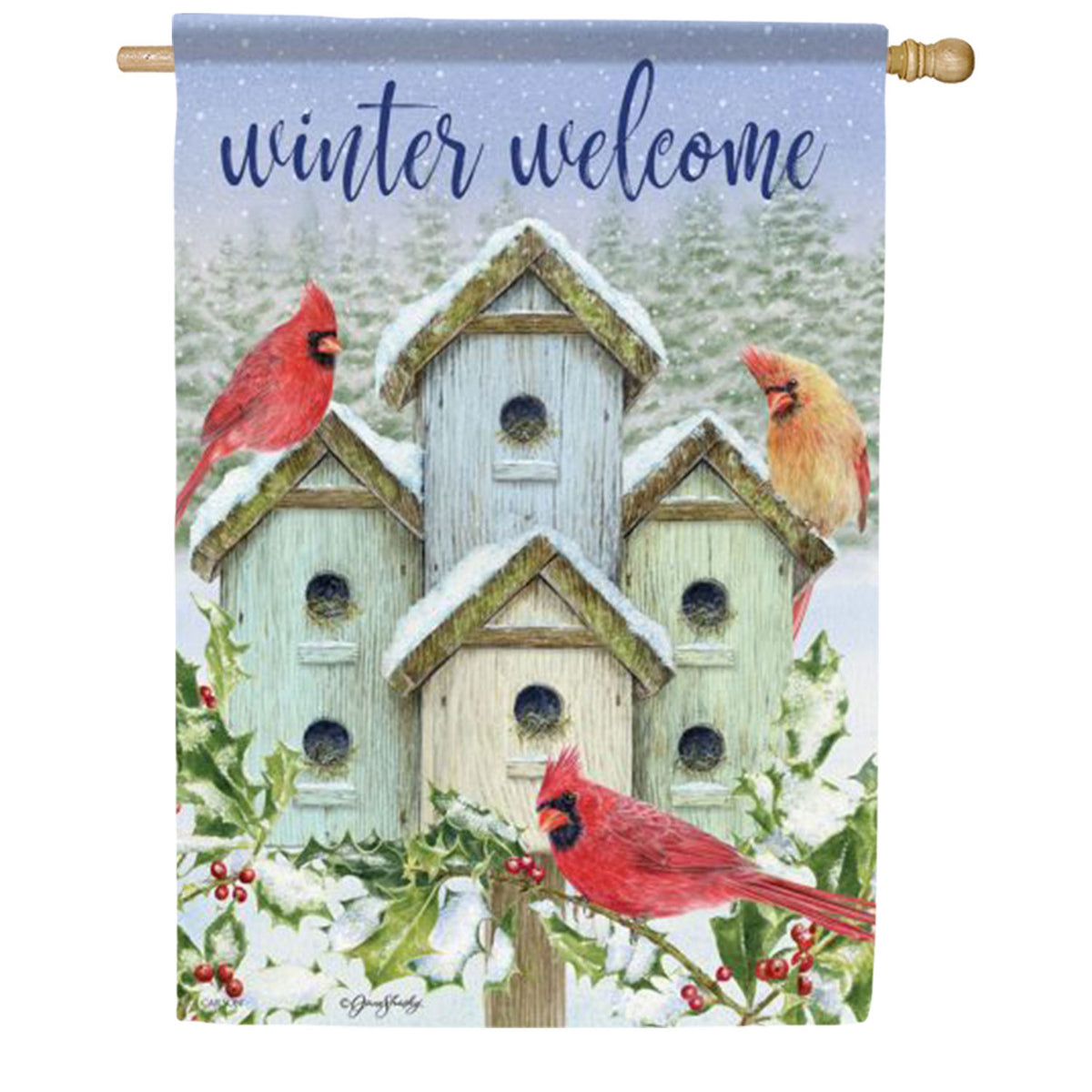 Carson Cardinal Birdhouse House Flag