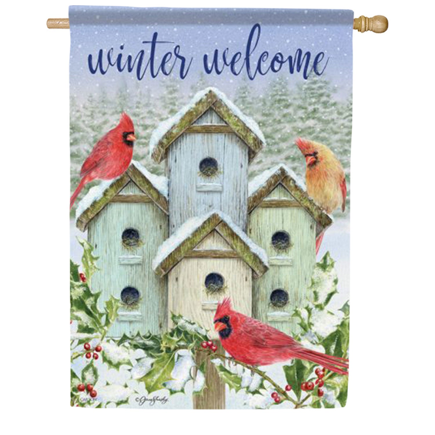 Carson Cardinal Birdhouse House Flag