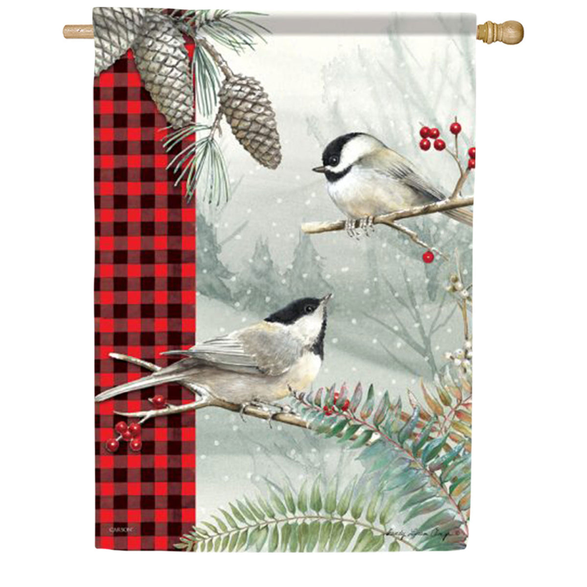 Carson Winter Chickadee House Flag