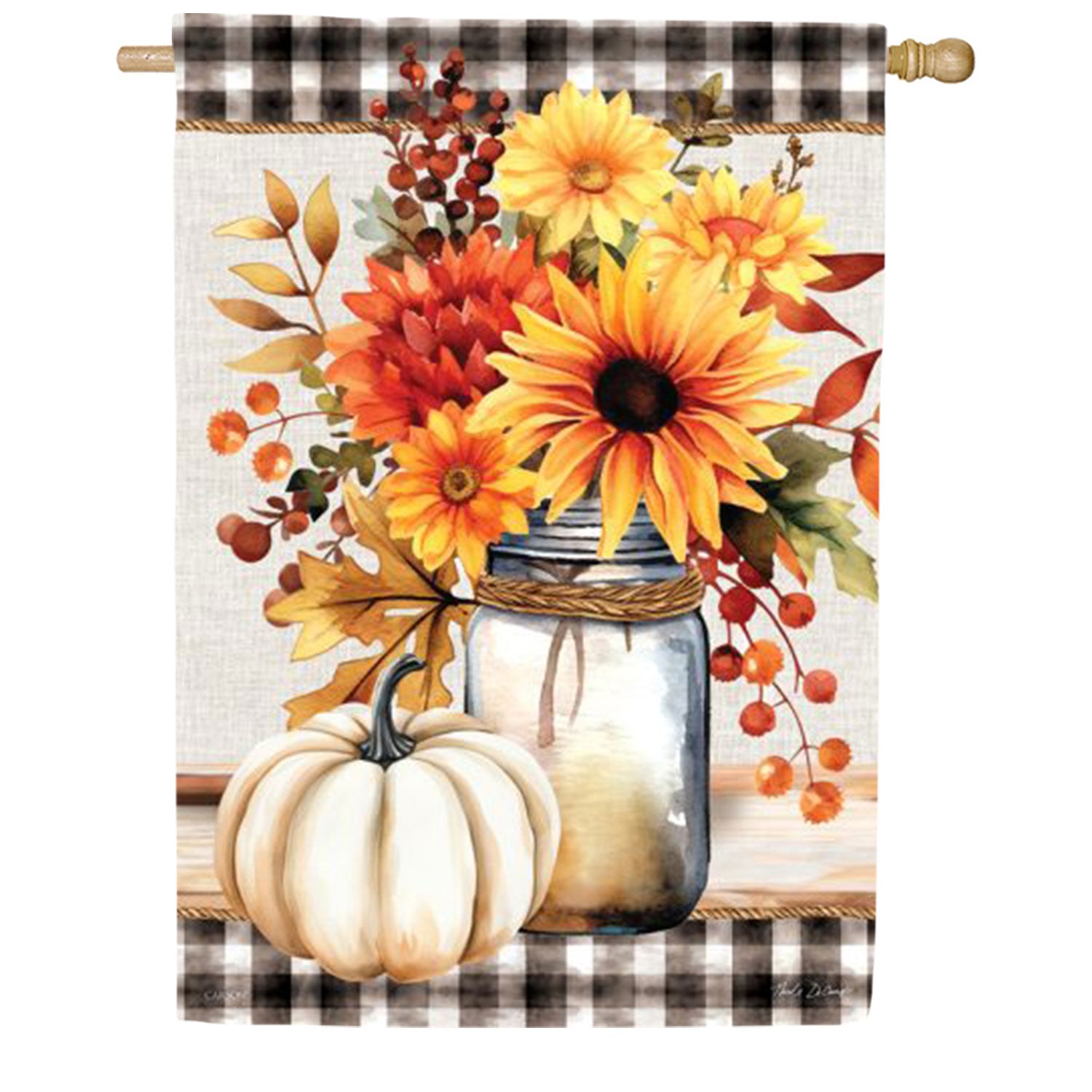 Carson Fall Floral Jar House Flag