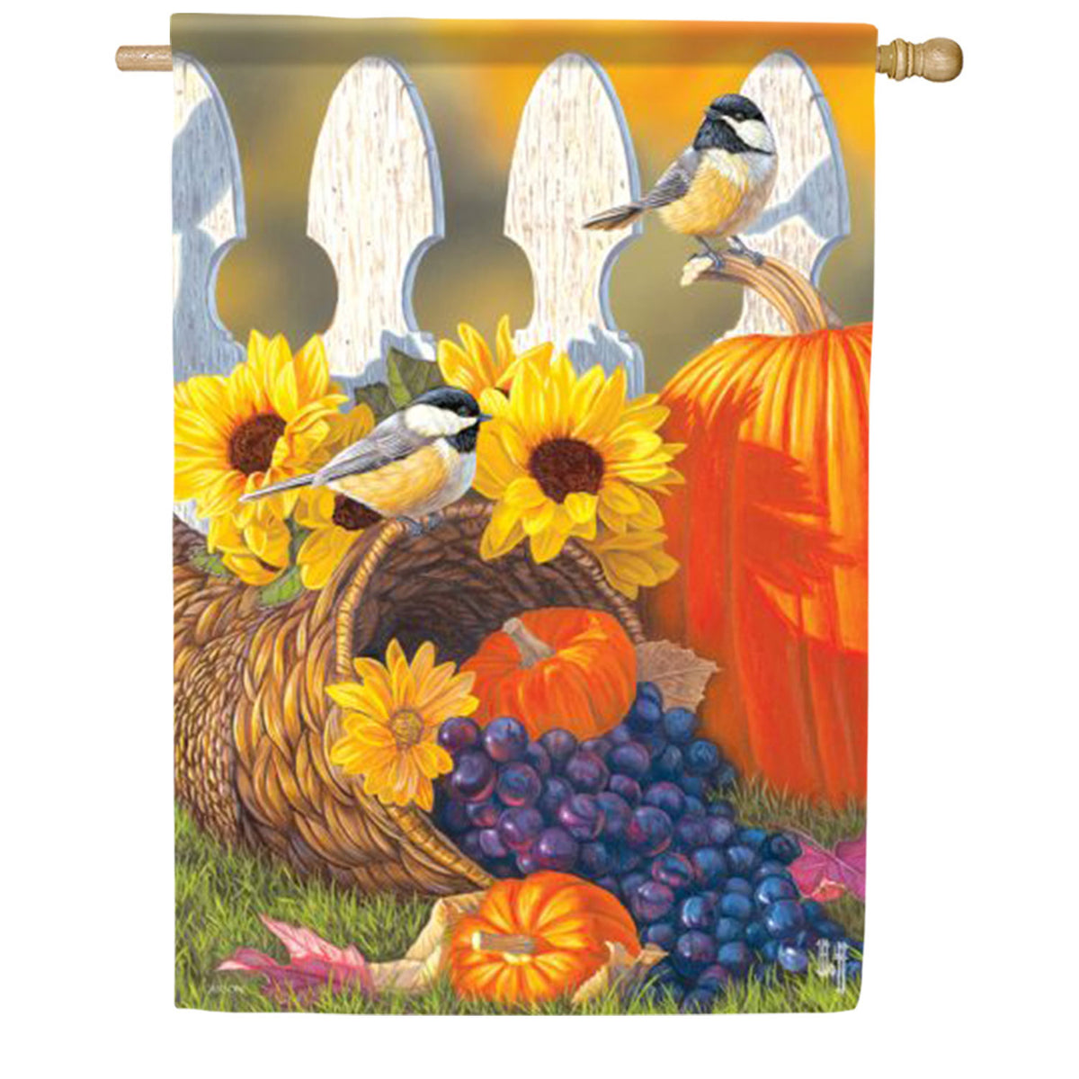 Fall Chickadees House Flag