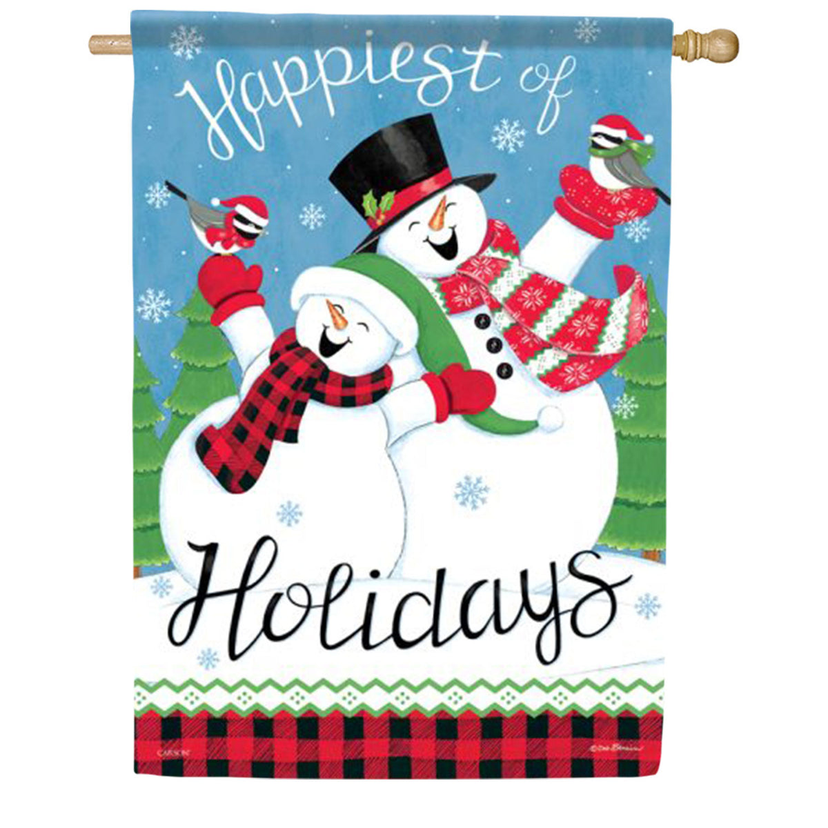 Happiest of Holidays Snowman House Flag