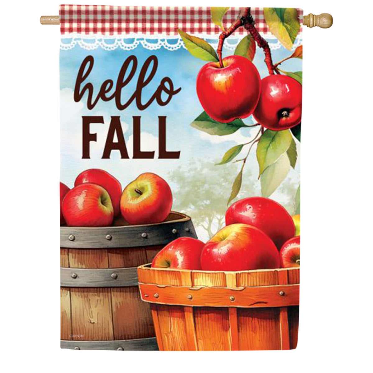 Hello Fall Apple Harvest House Flag