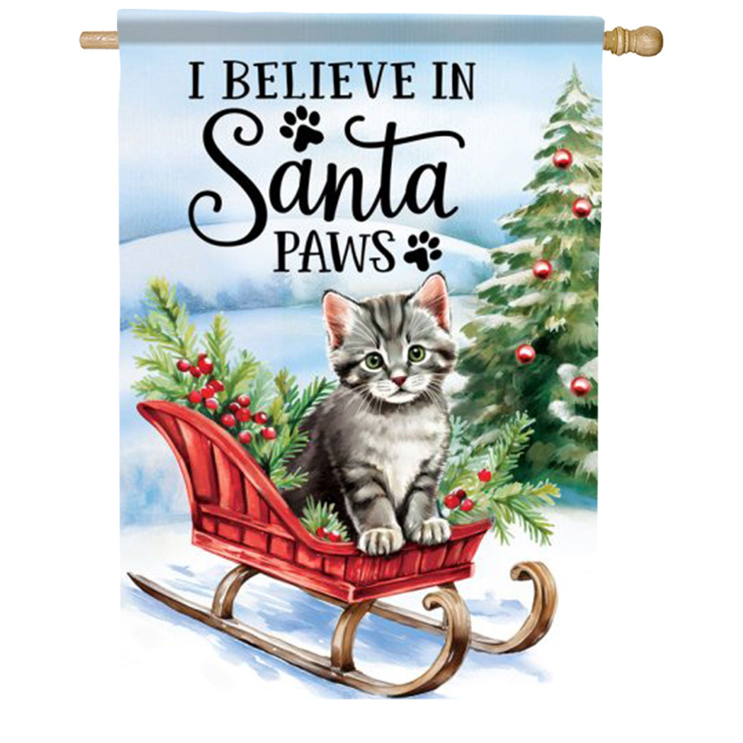 Santa Paws Kitten House Flag