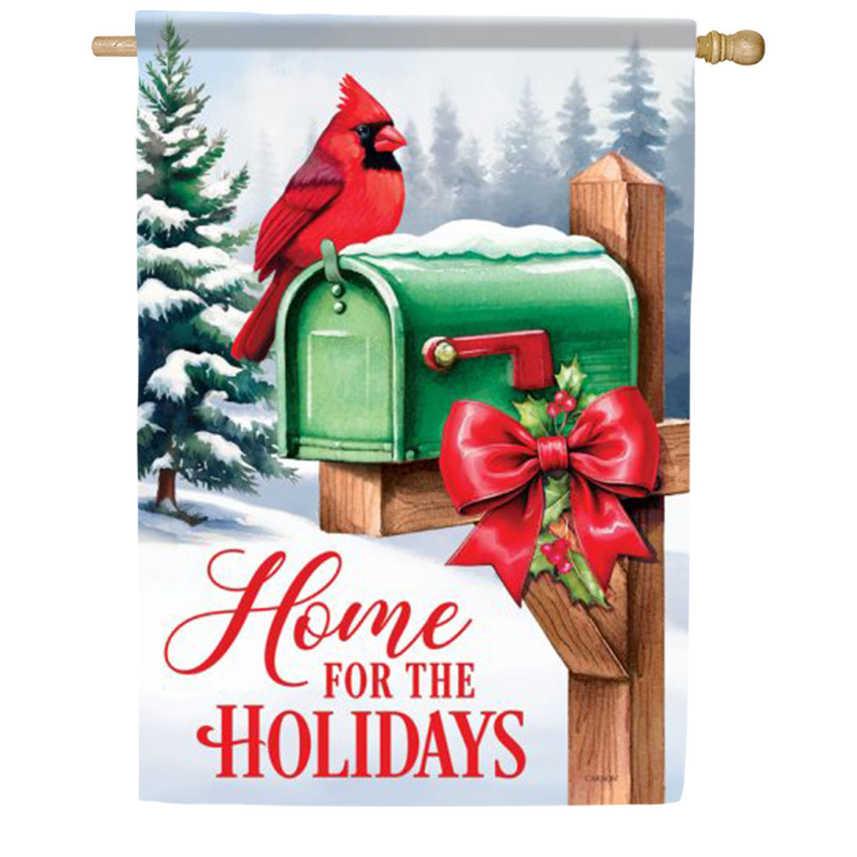 Cardinal Mailbox Home For The Holidays House Flag
