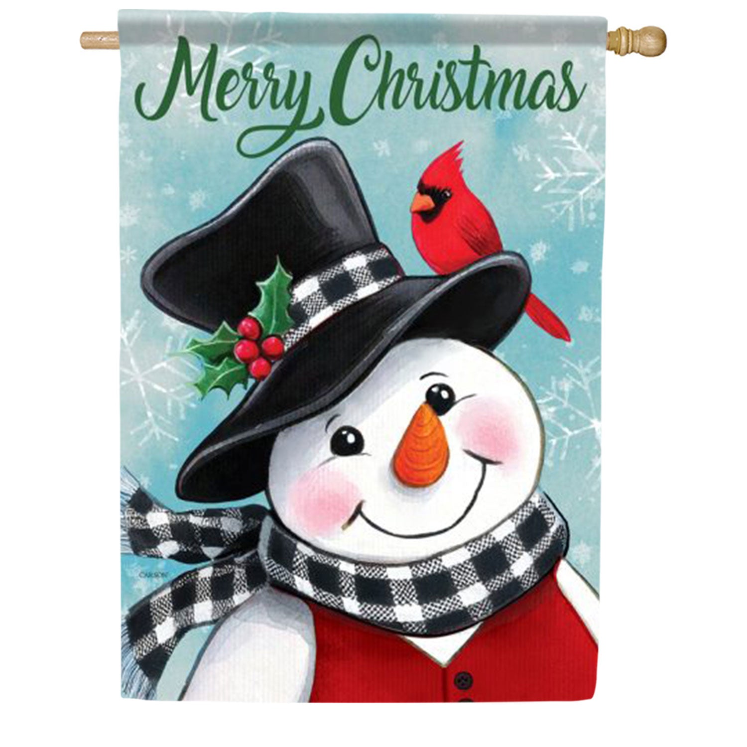 Merry Christmas Snowman House Flag