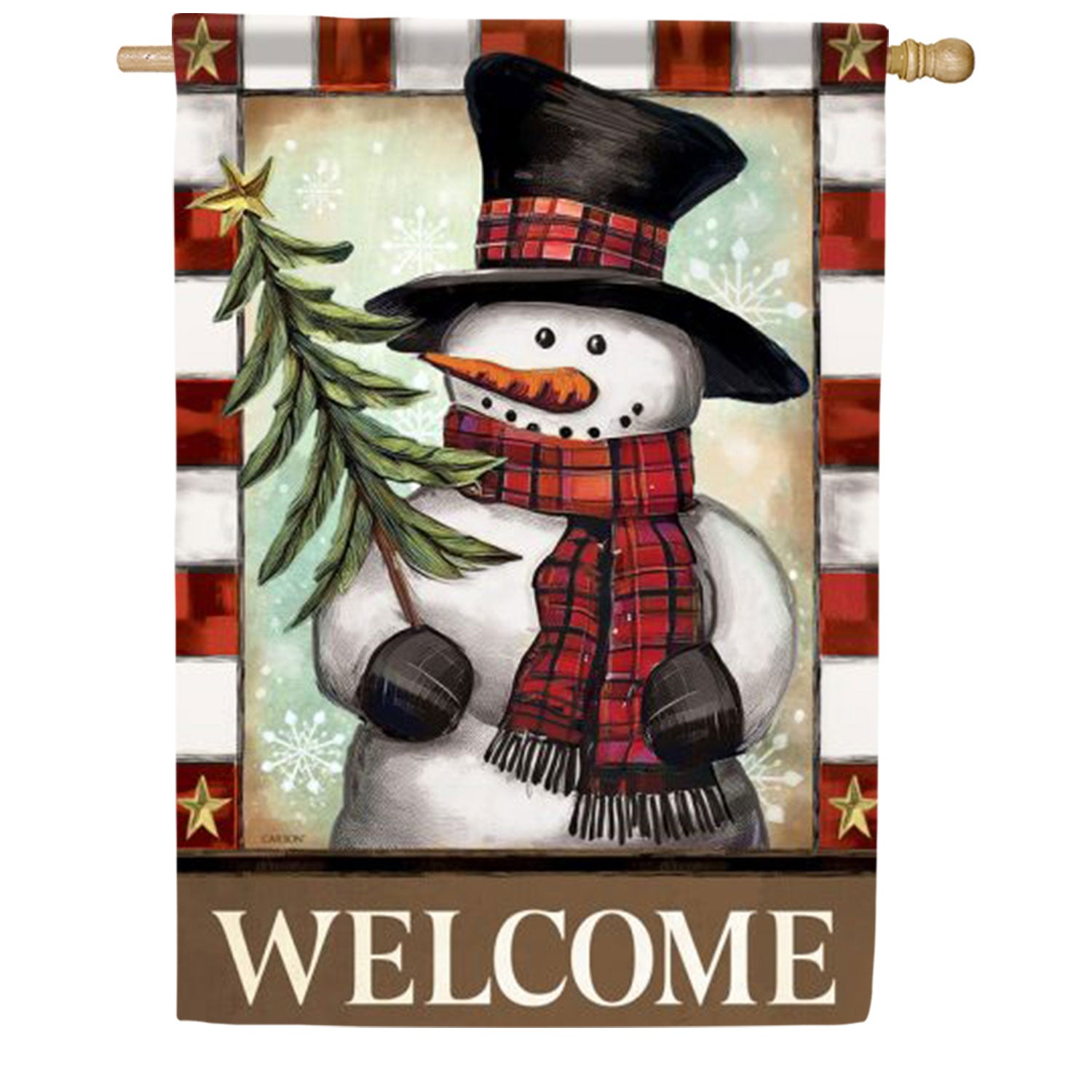Snowman Welcome House Flag