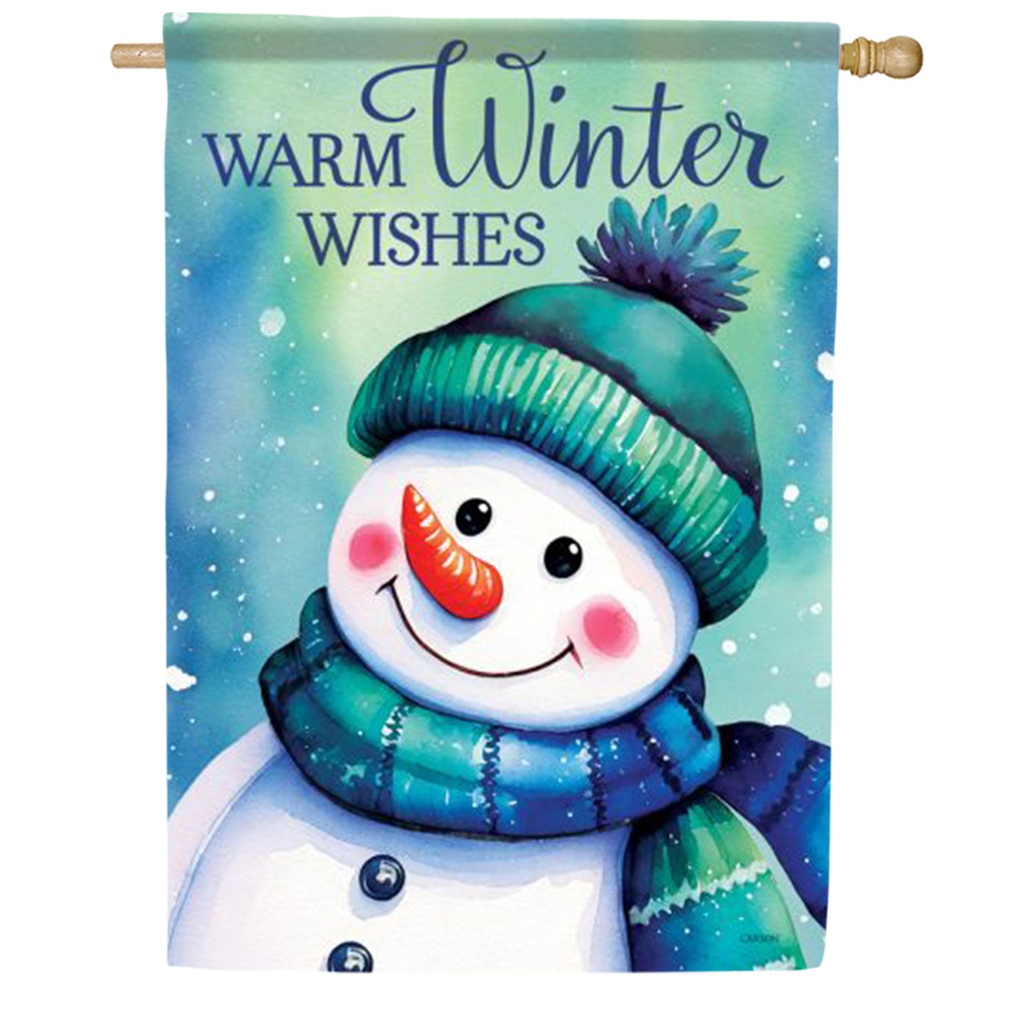 Warm Winter Wishes Snowman House Flag