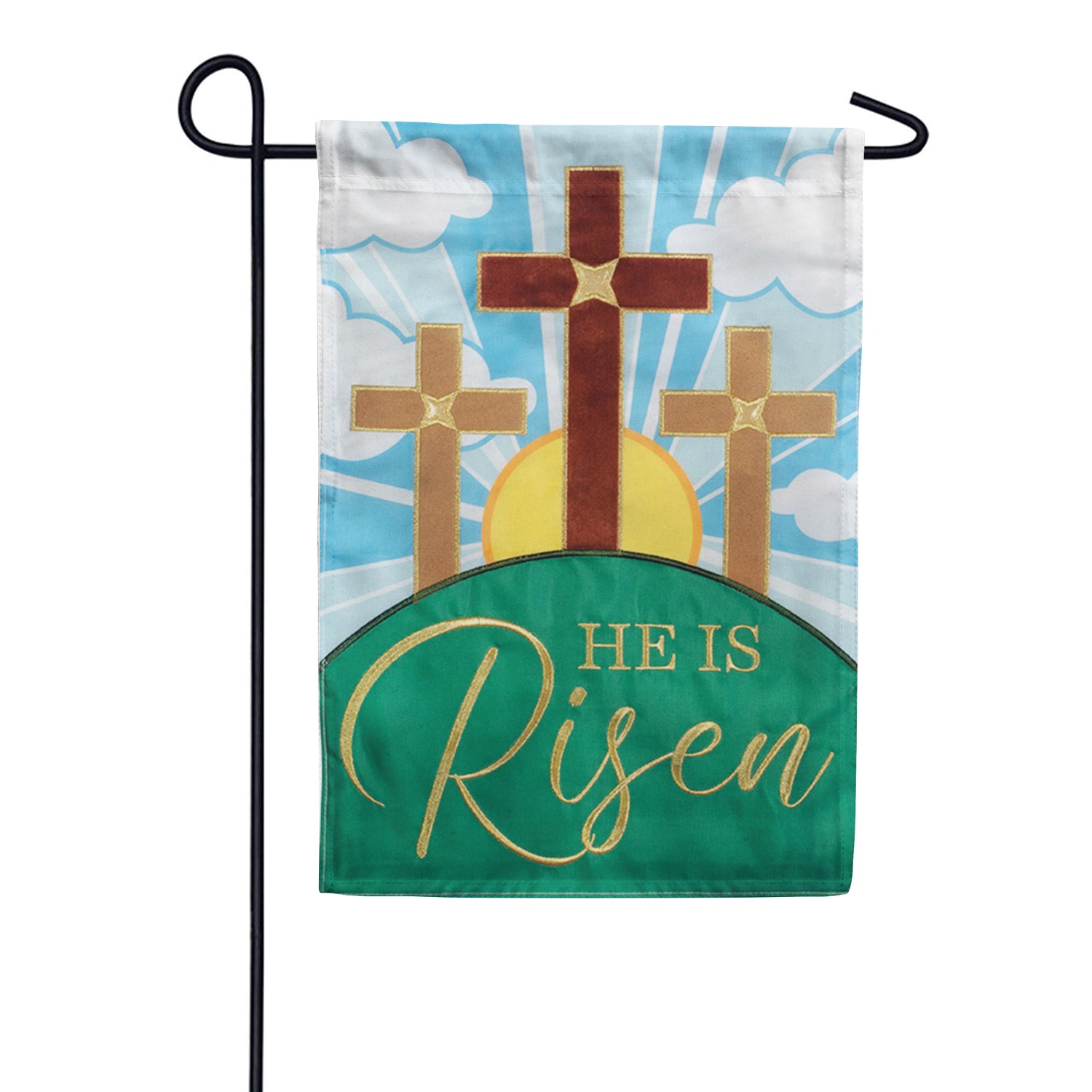 Risen Crosses Double Applique Garden Flag