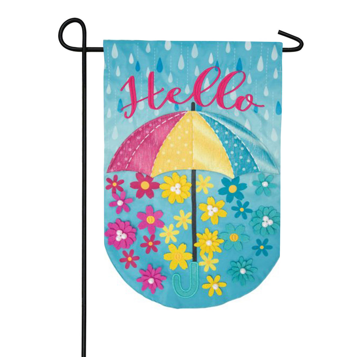 Carson Umbrella Floral Applique Garden Flag