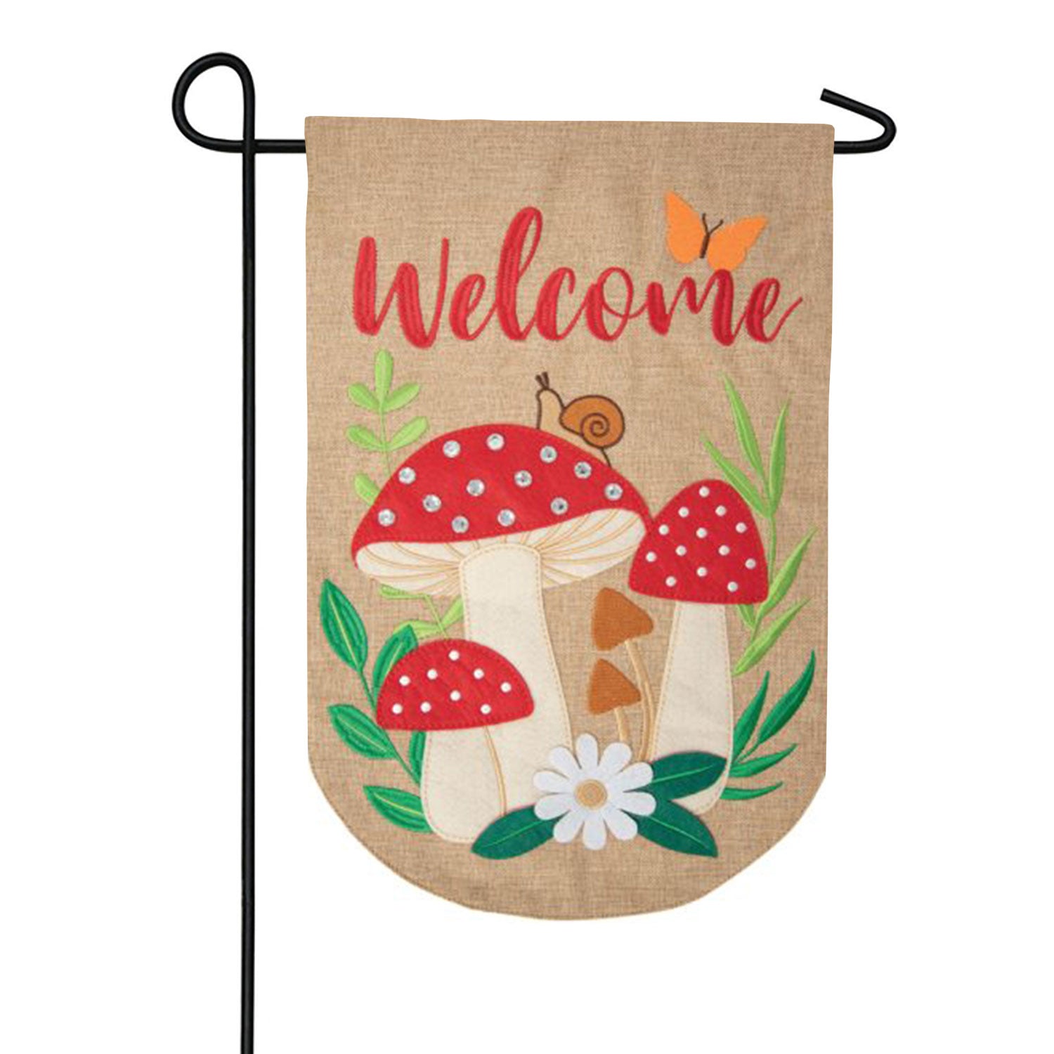 Carson Mushrooms Applique Garden Flag