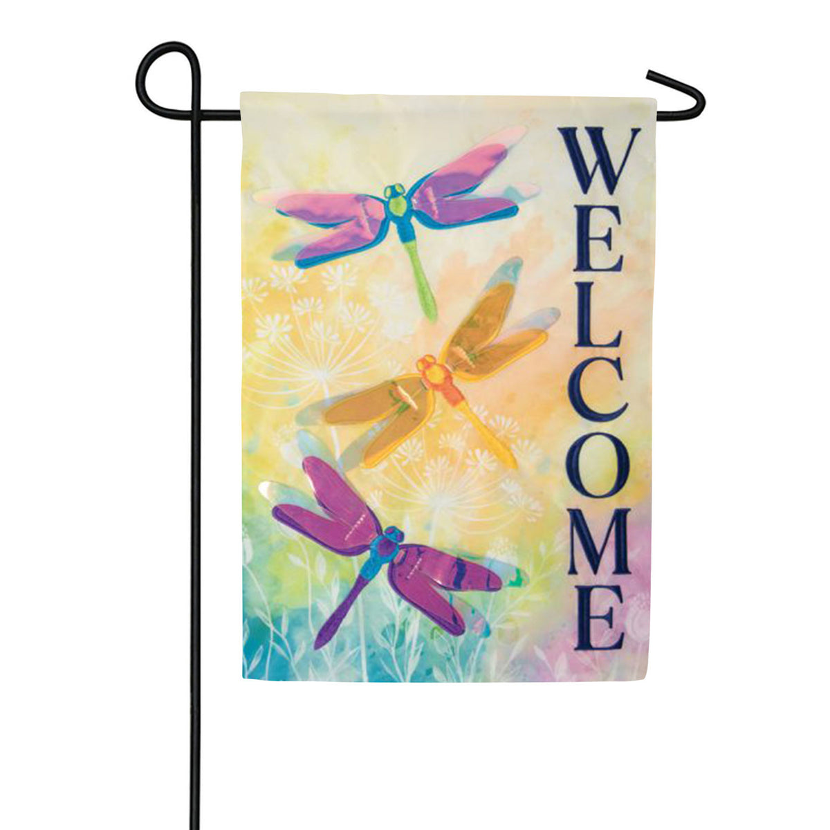 Carson Dragonflies Welcome Applique Garden Flag