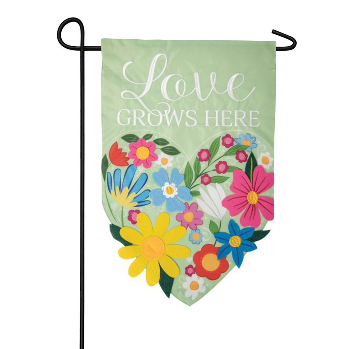 Carson Love Grows Here Applique Garden Flag