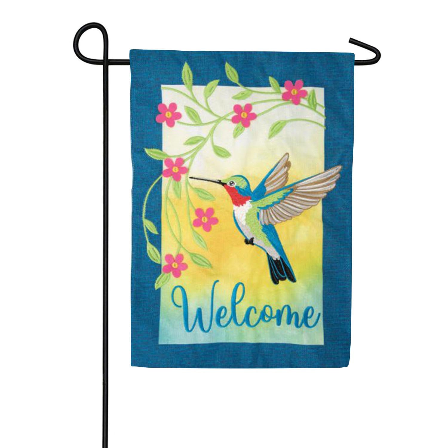 Carson Welcome Hummingbird Applique Garden Flag