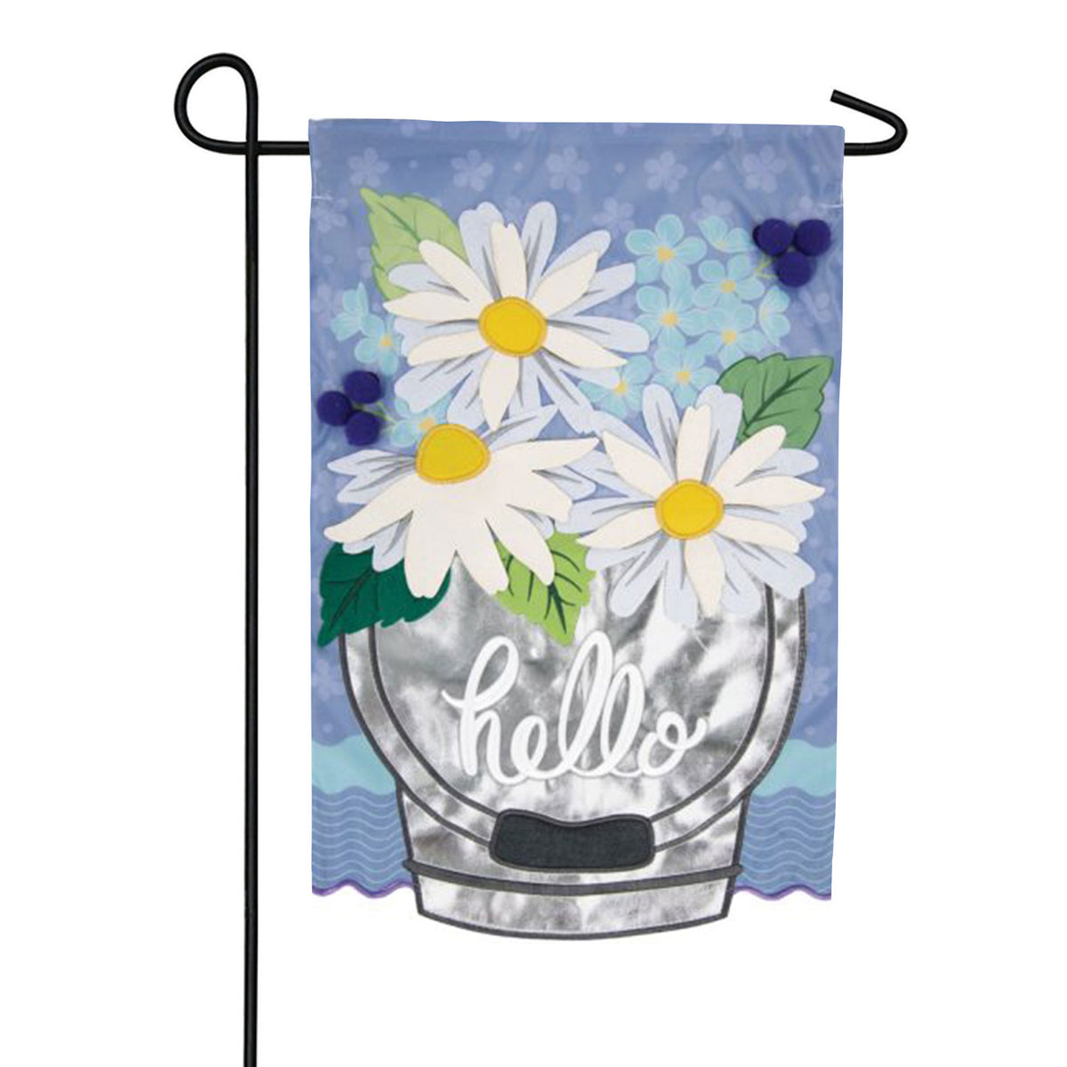 Carson Daisy Bucket Applique Garden Flag