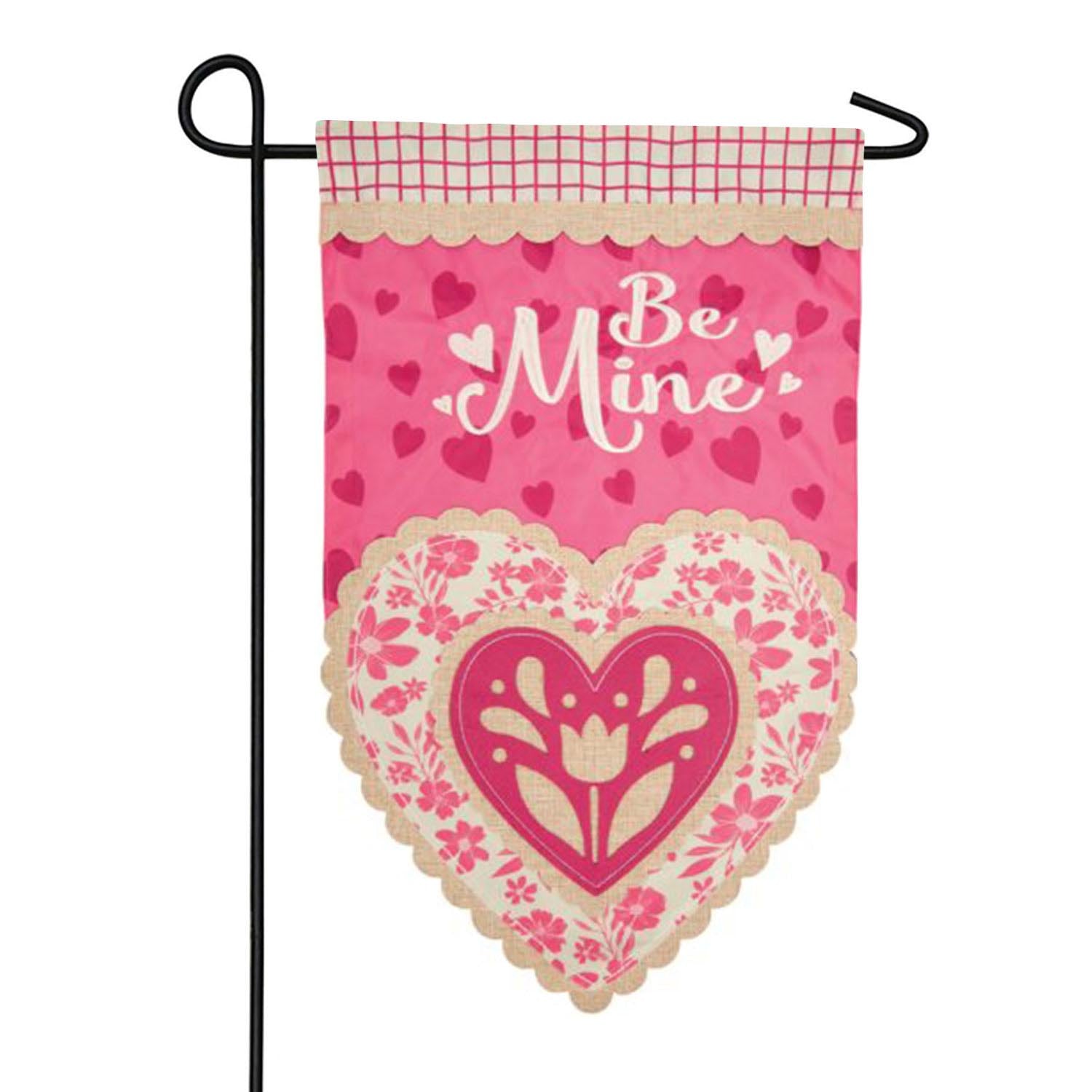 Carson Be Mine Heart Applique Garden Flag