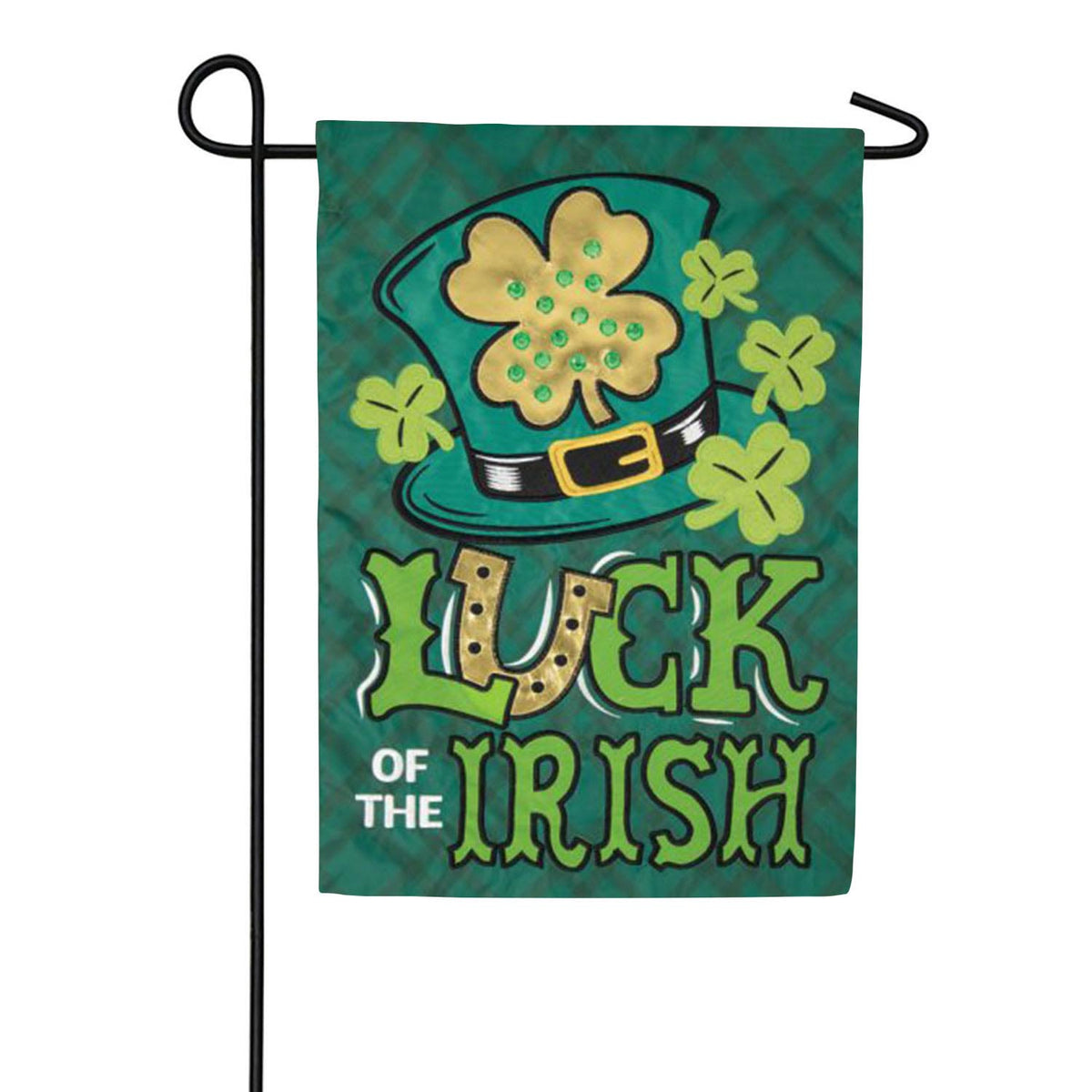 Carson Luck of the Irish Hat Applique Garden Flag