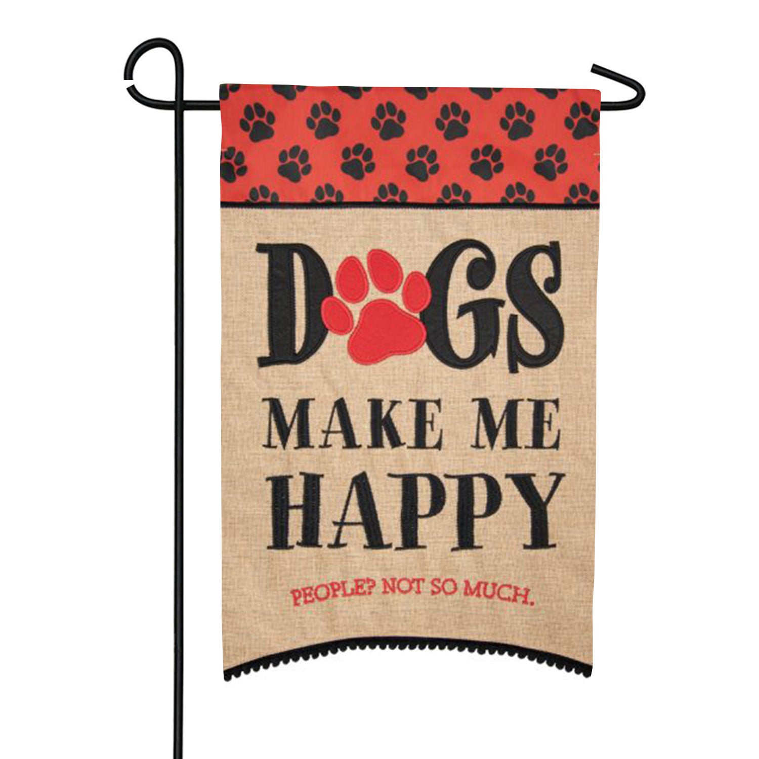 Carson Dogs Make Me Happy Applique Garden Flag