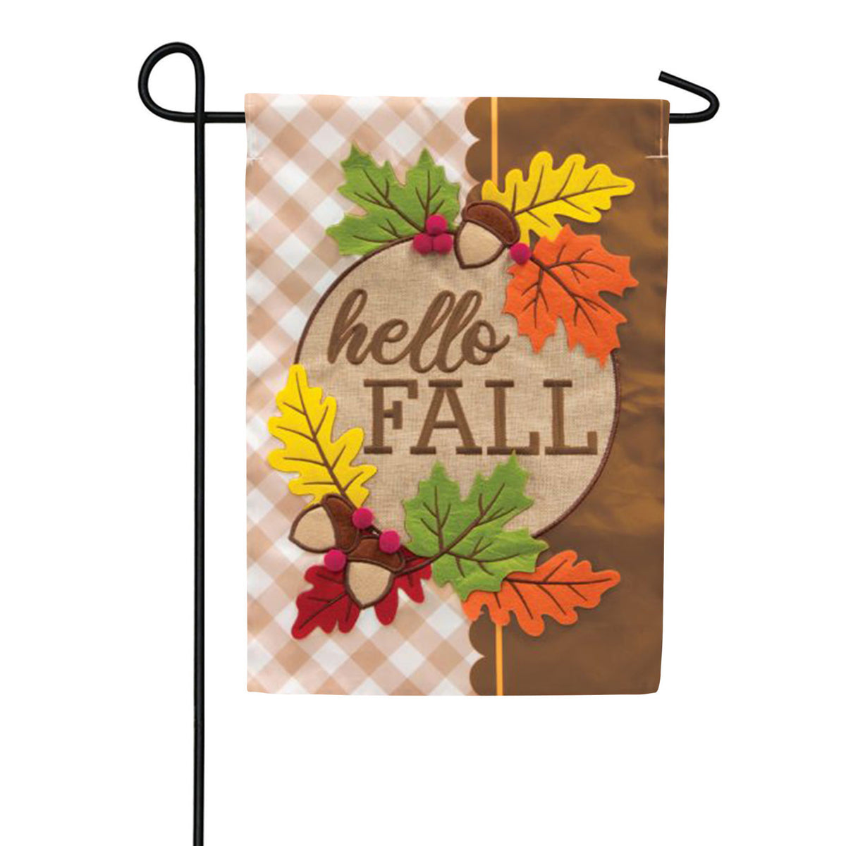Hello Fall Leaf Applique Garden Flag